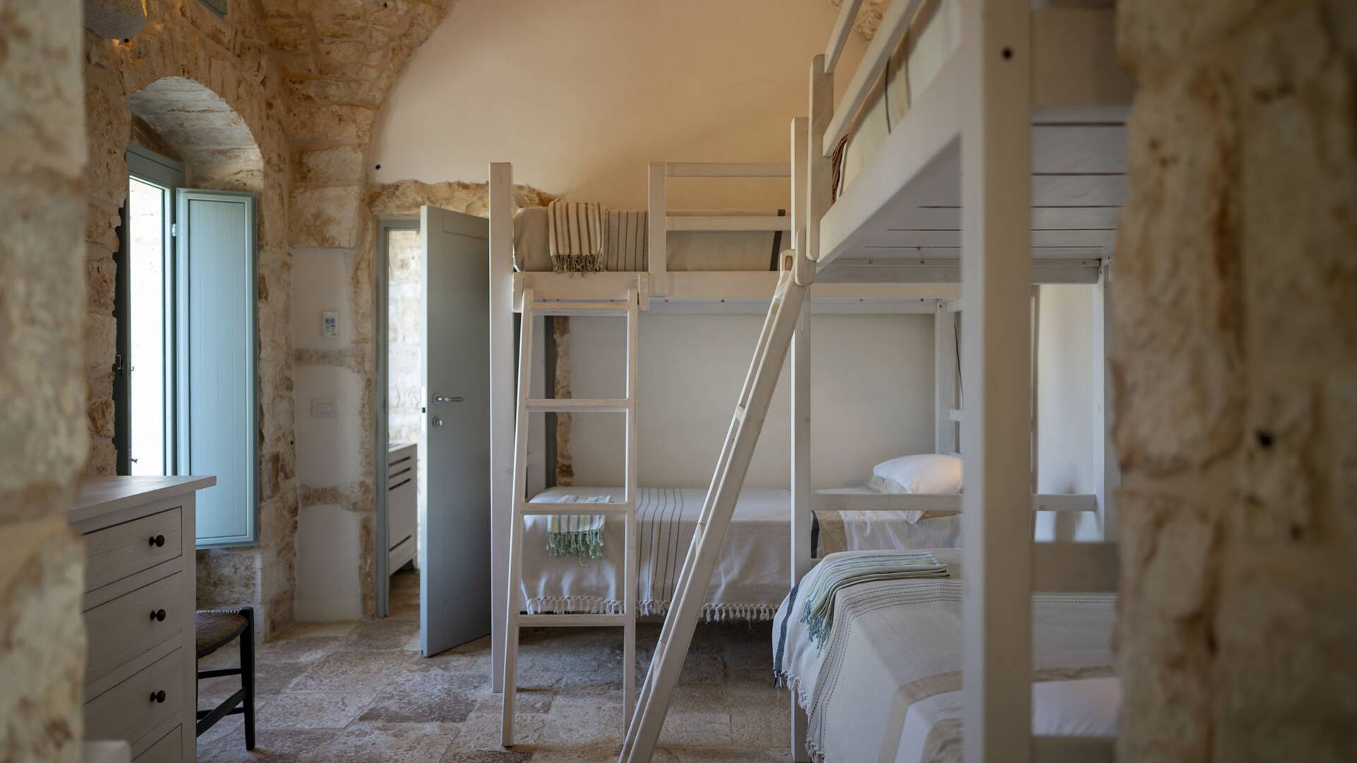 bedroom with 2 sets of bunk beds