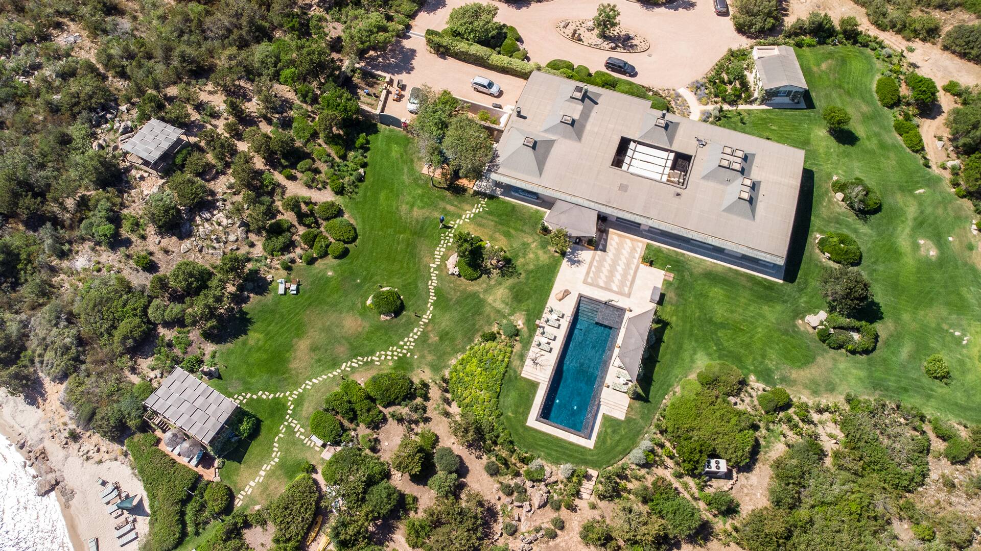 aerial view luxury villa Monica