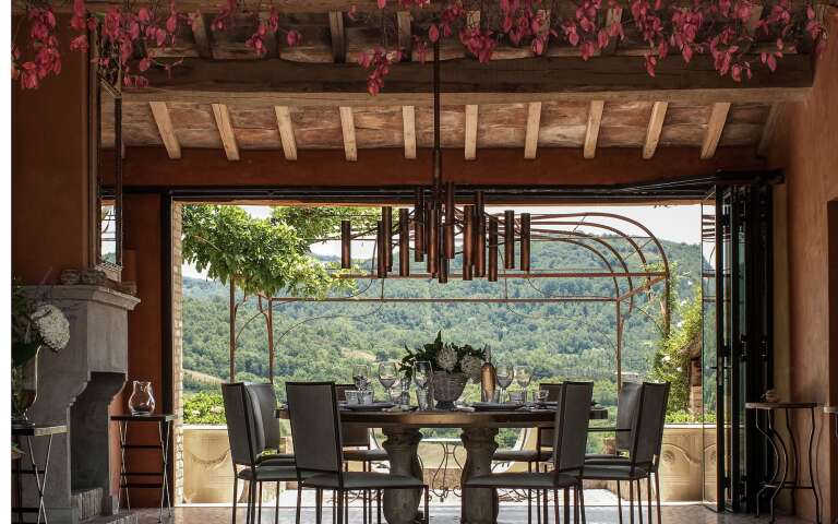 dining room with stunning views