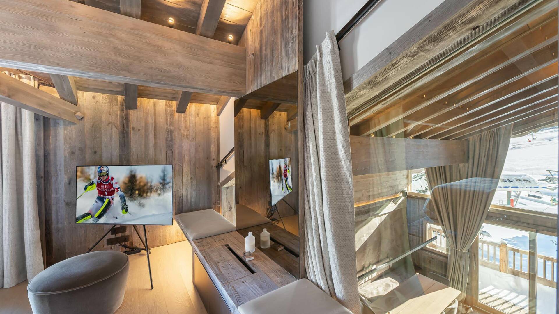 double bedroom with view over living area