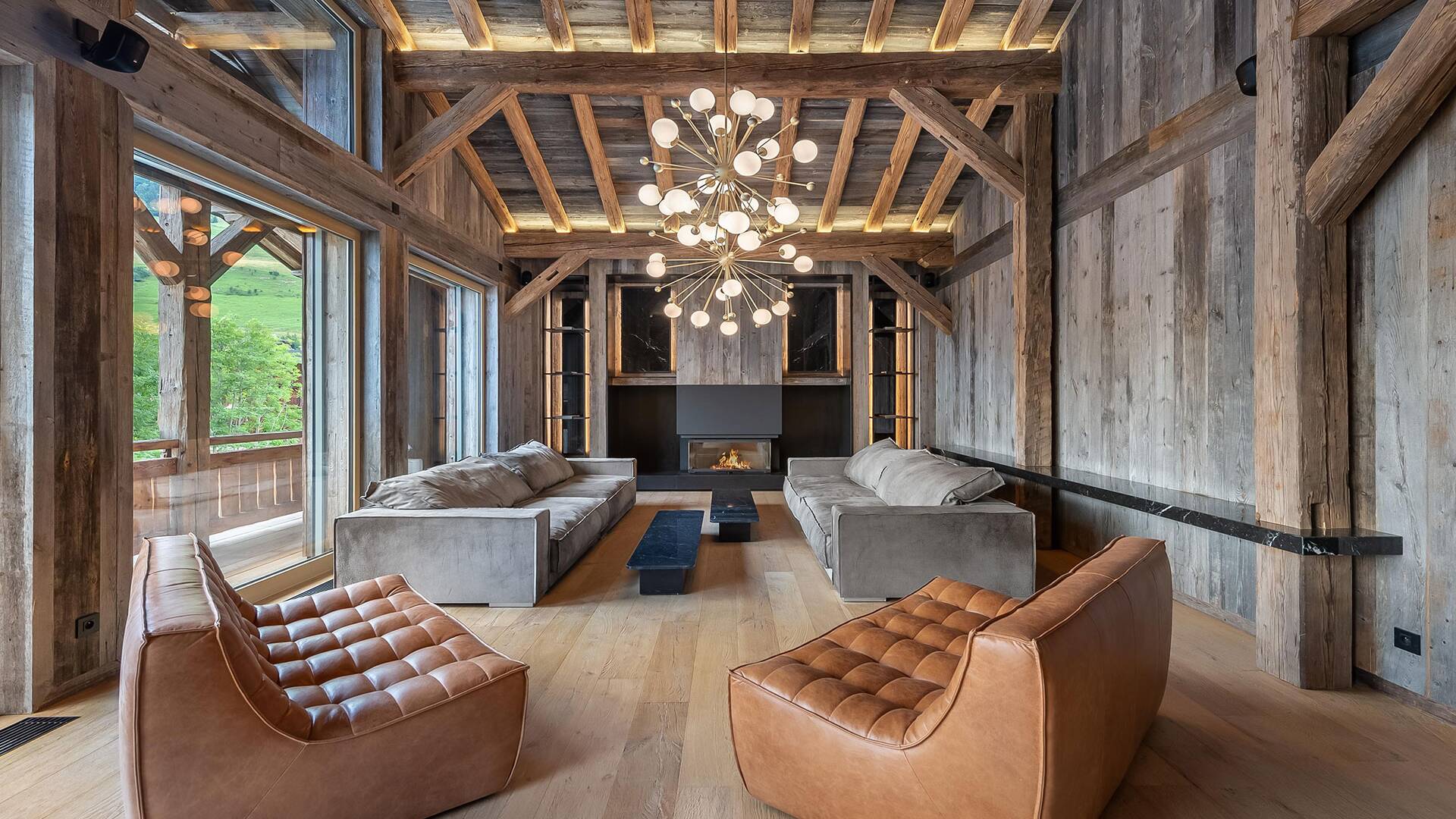 spacious living room with fireplace