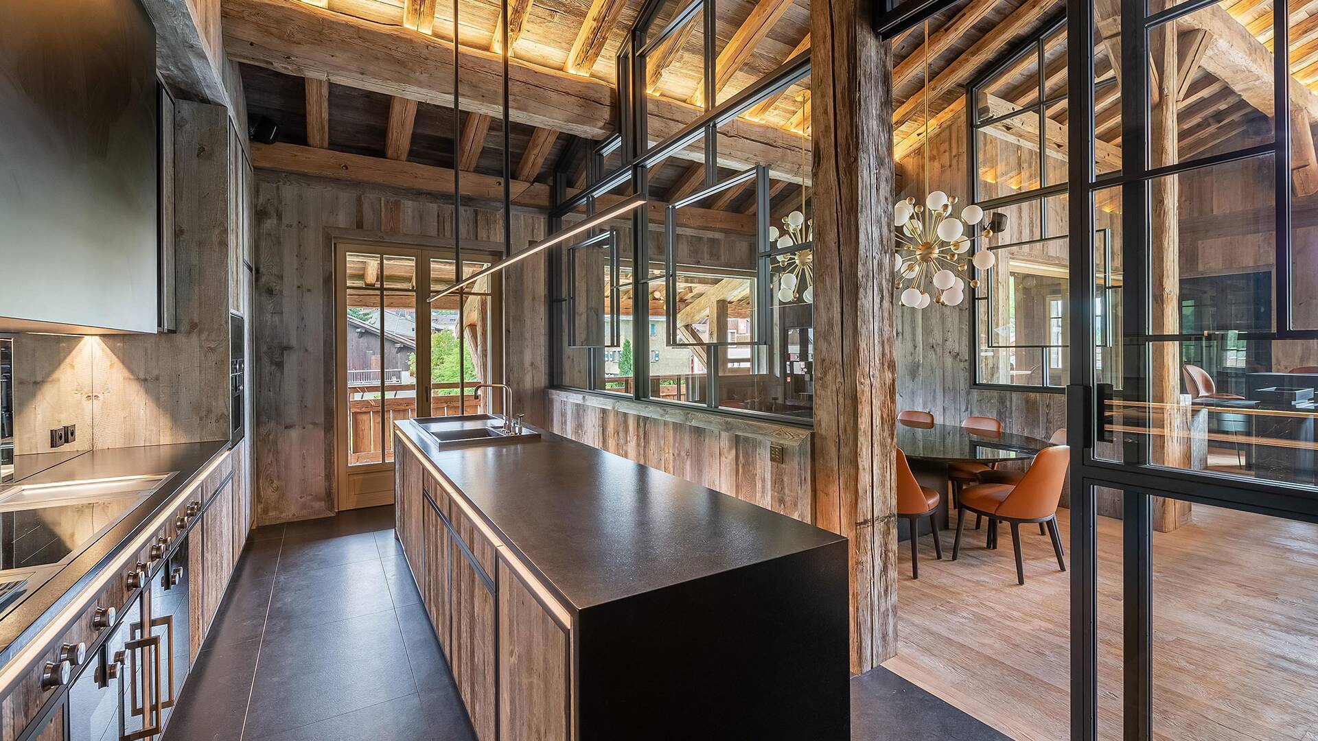 gourmet kitchen with high-end appliances
