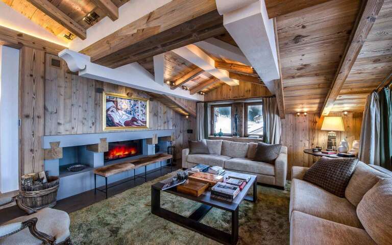 luxury living room with fireplace