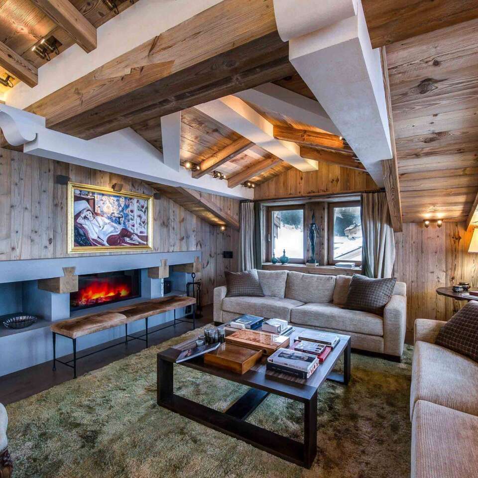 luxury living room with fireplace