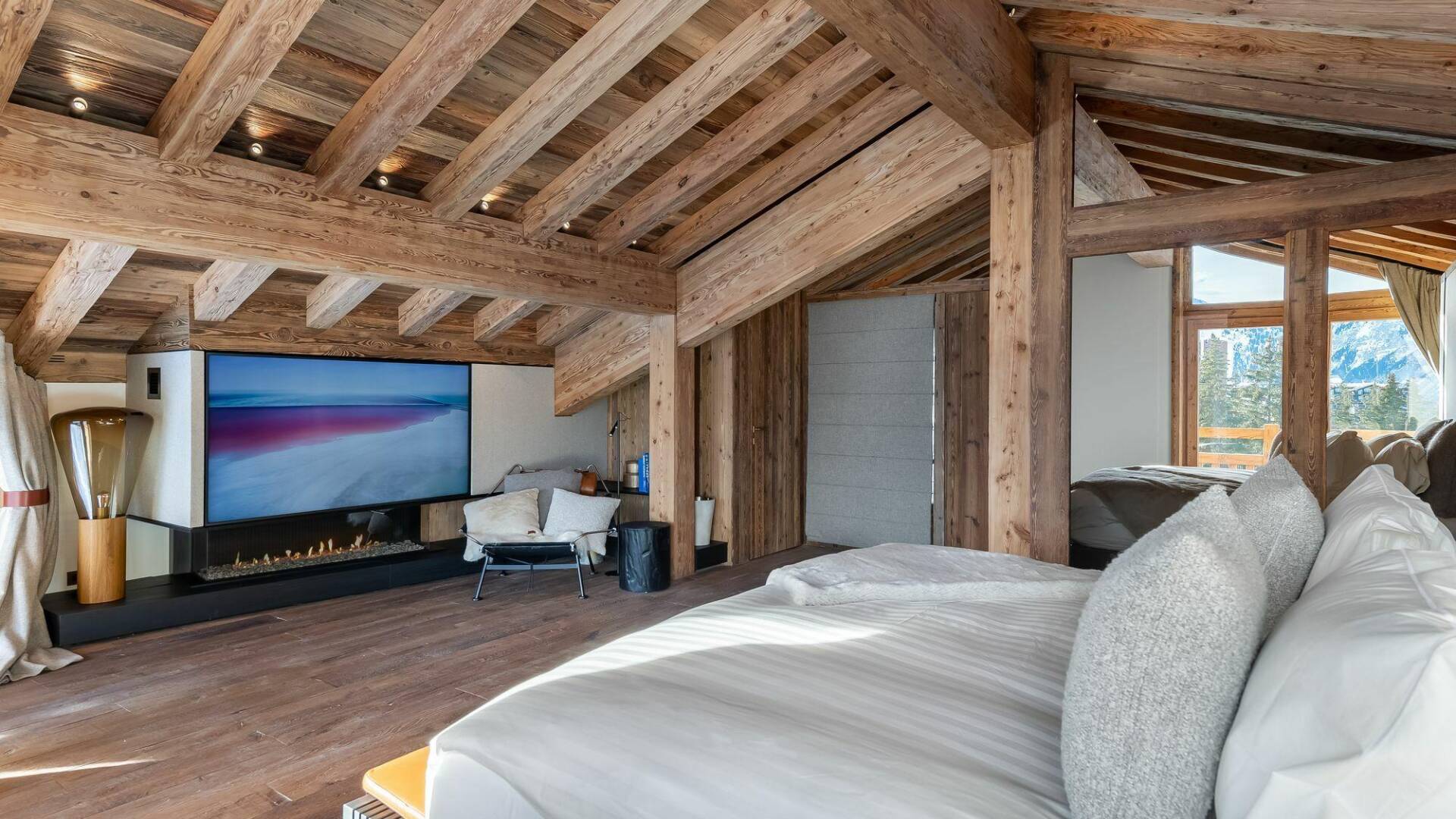 luxury double bedroom with TV