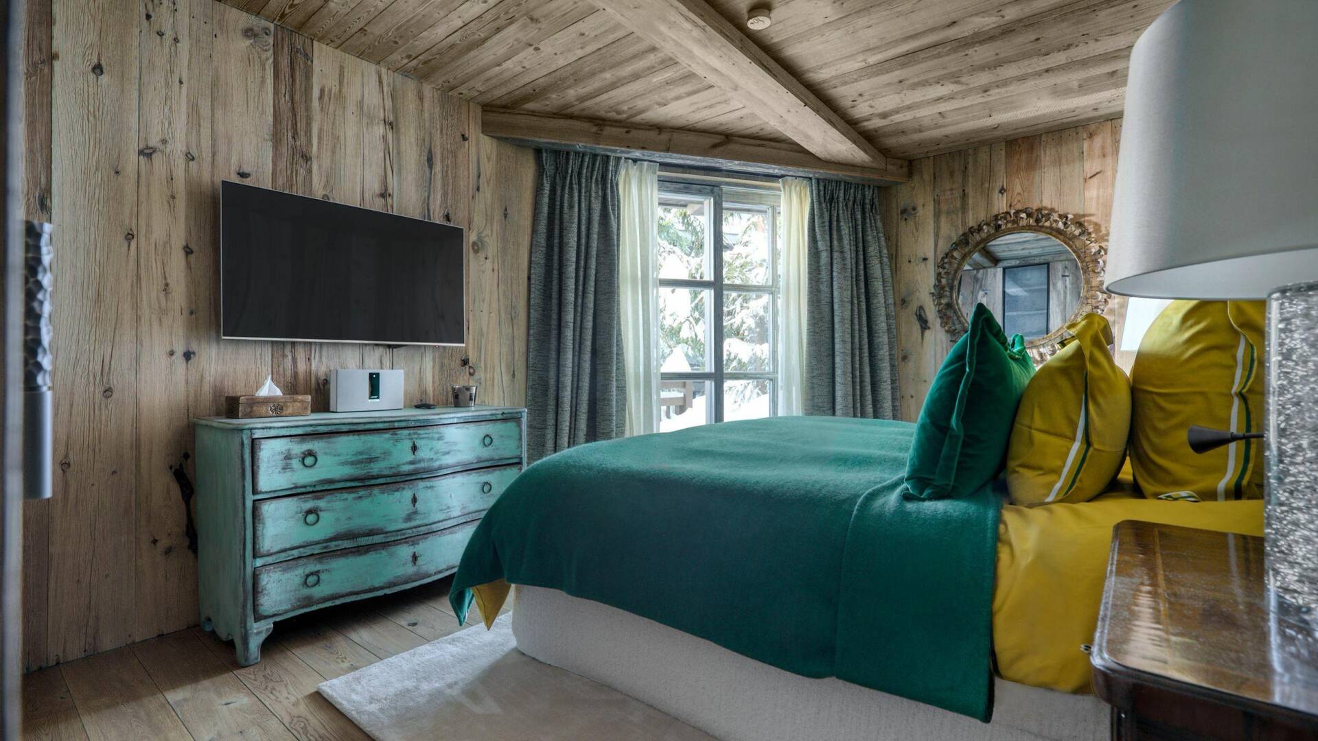 double bedroom with TV
