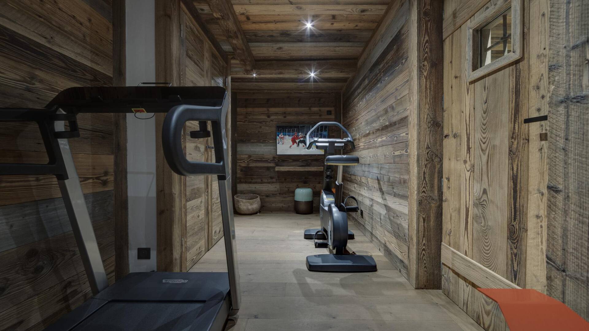 gym equipment and TV
