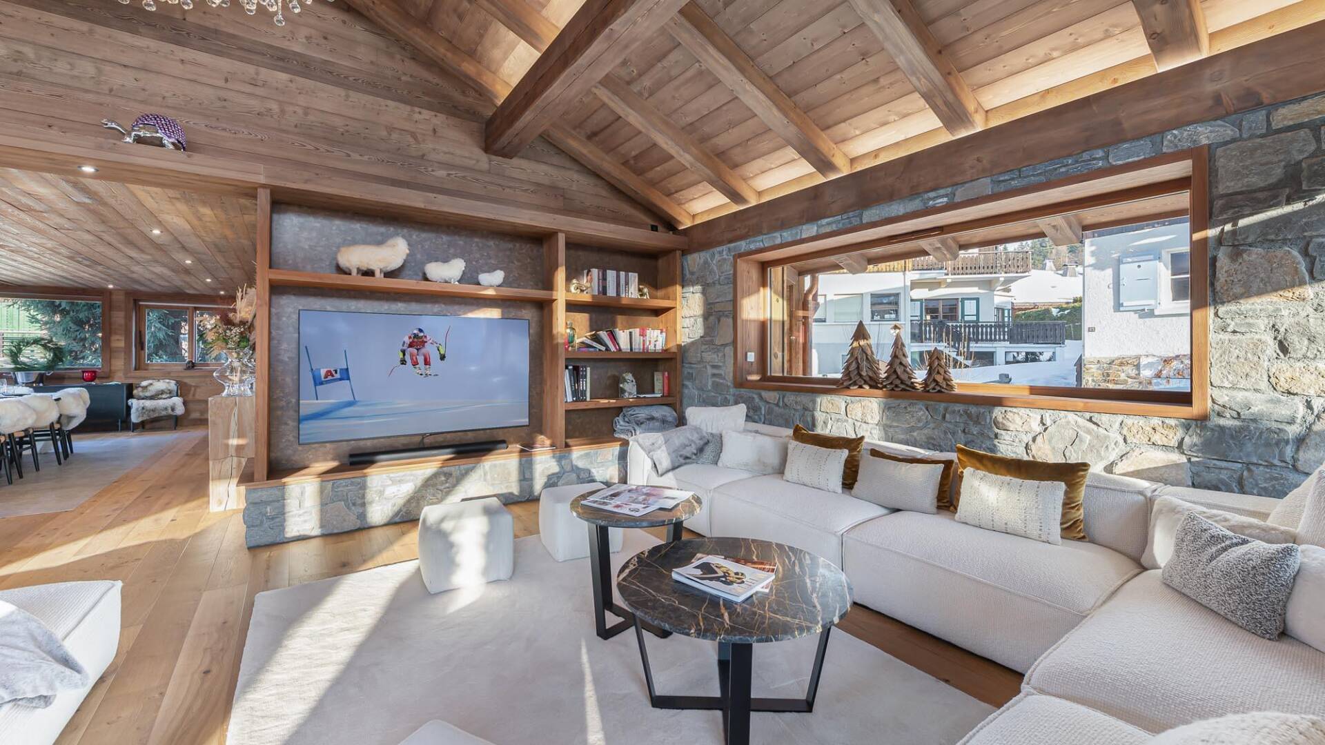 first floor, living room with TV