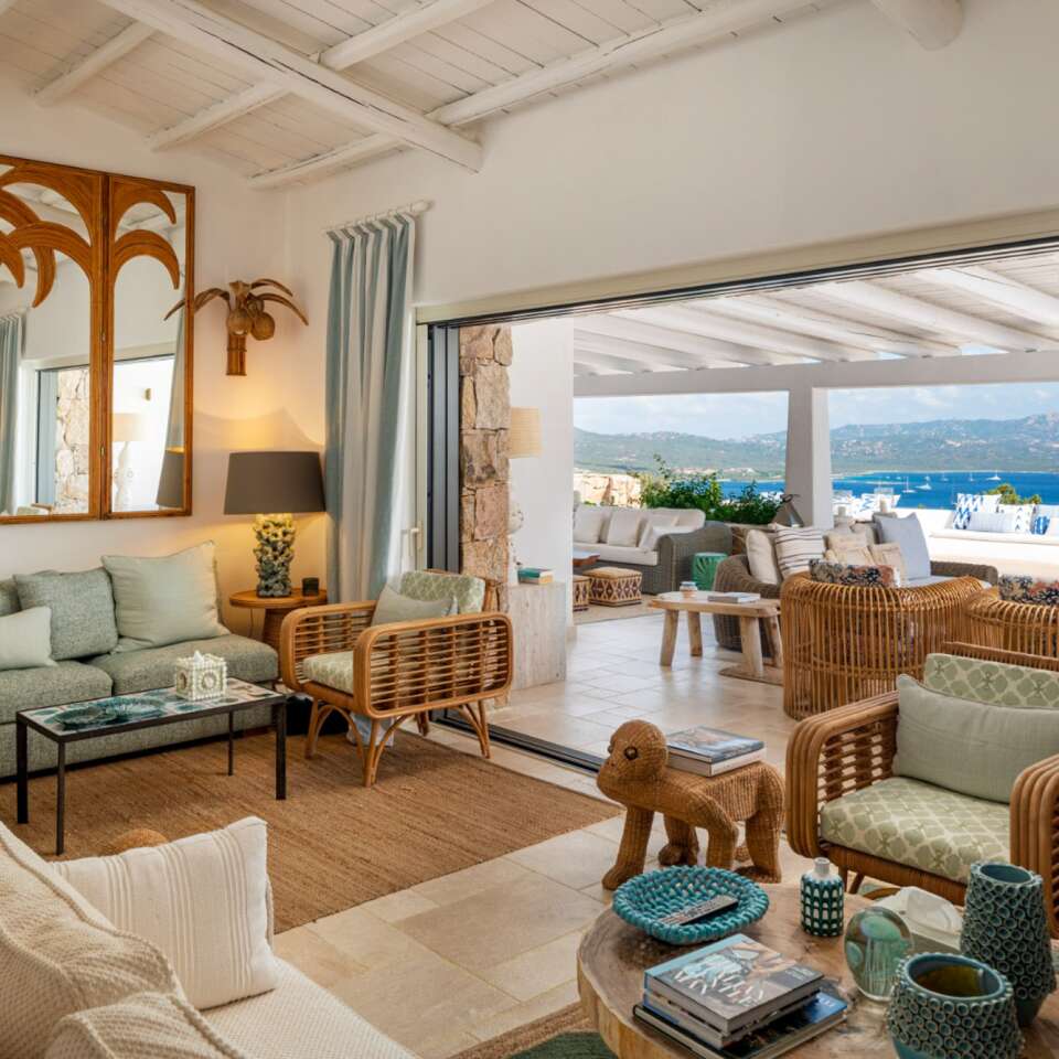 spacious living room of luxury villa Virgo located in Porto Rotondo 