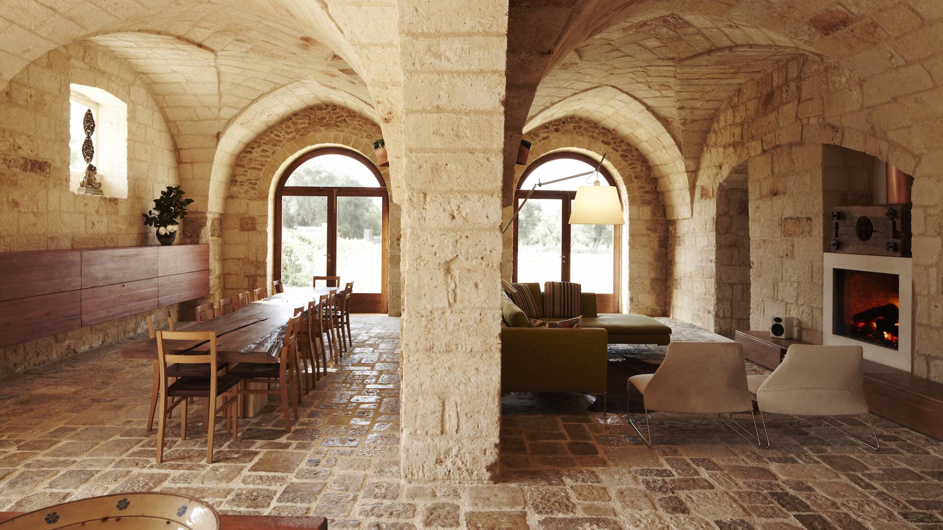 dining and living room with direct access to outdoors