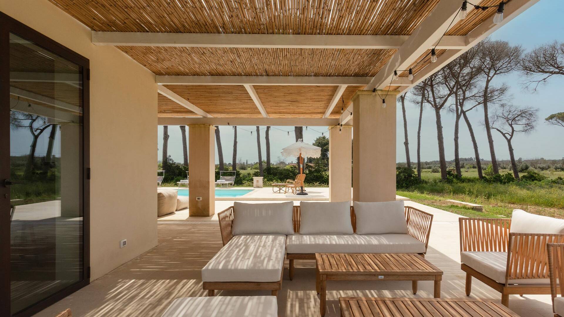 outdoor covered lounge space