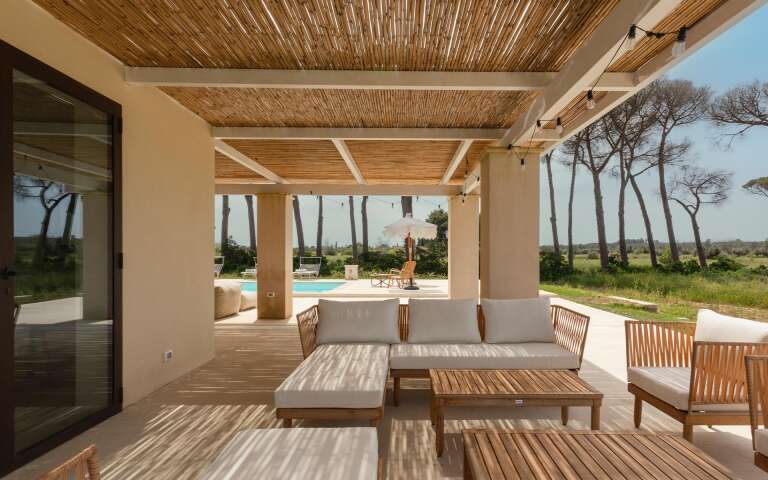 outdoor covered lounge space
