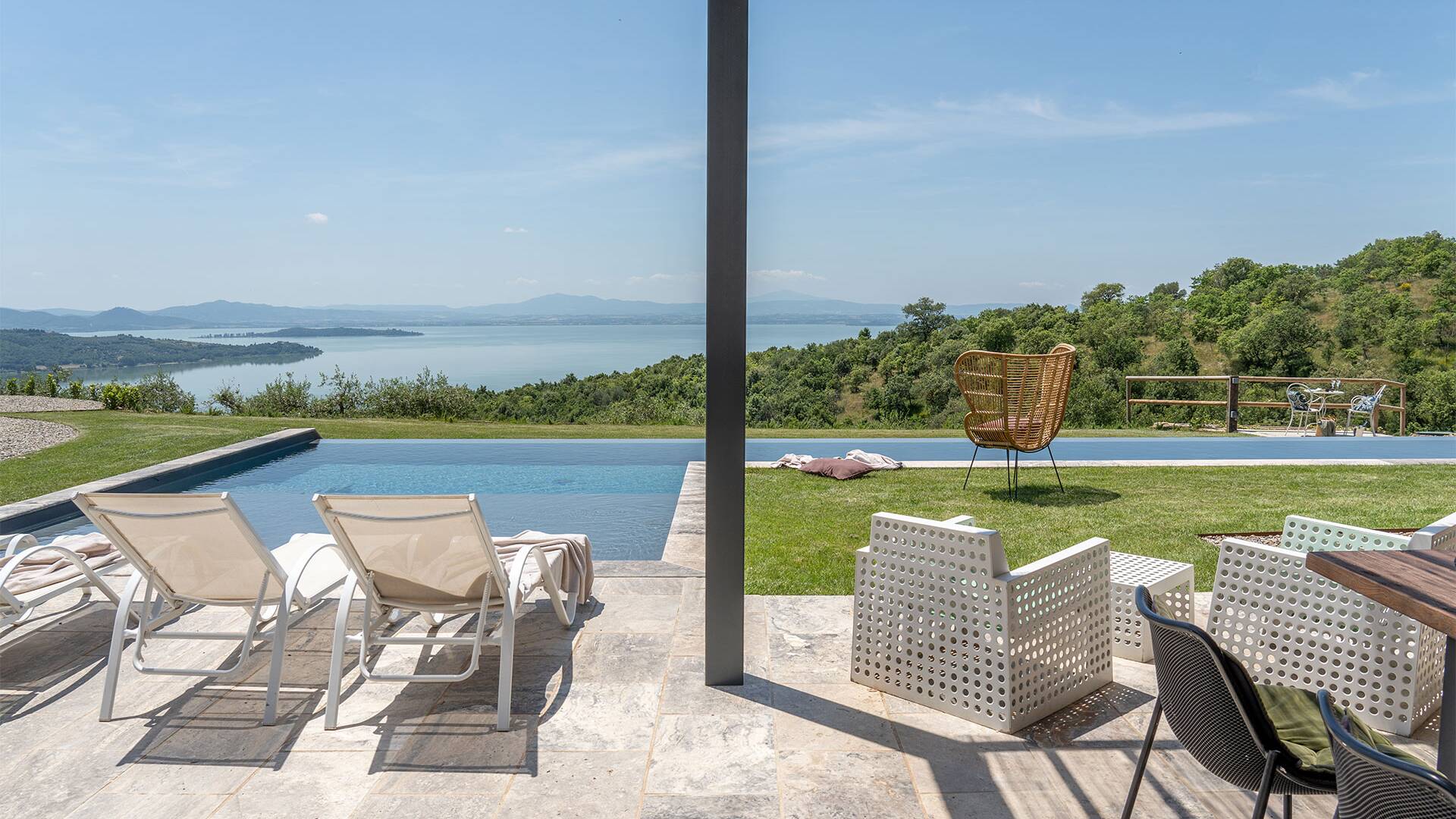 heated pool with sunbathing area