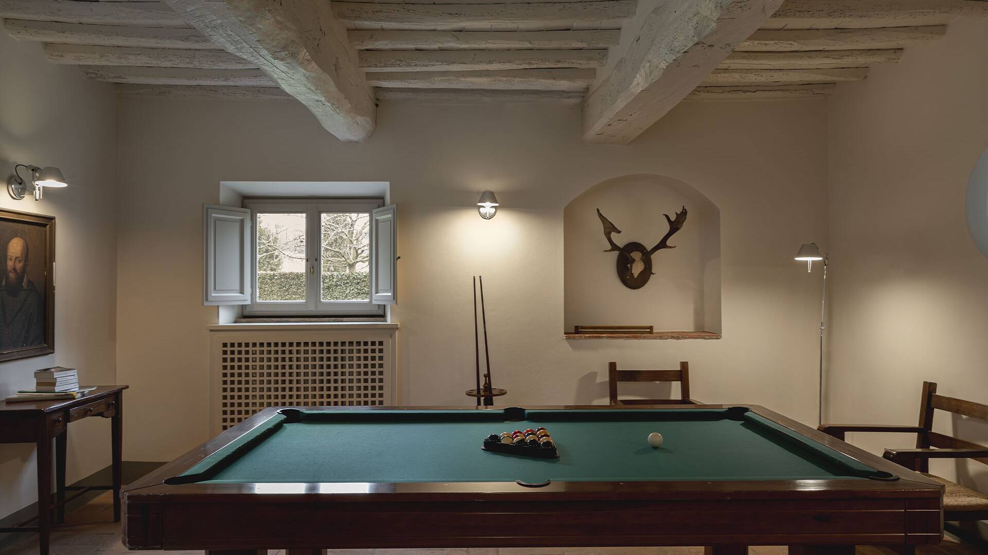 pool table in the living area