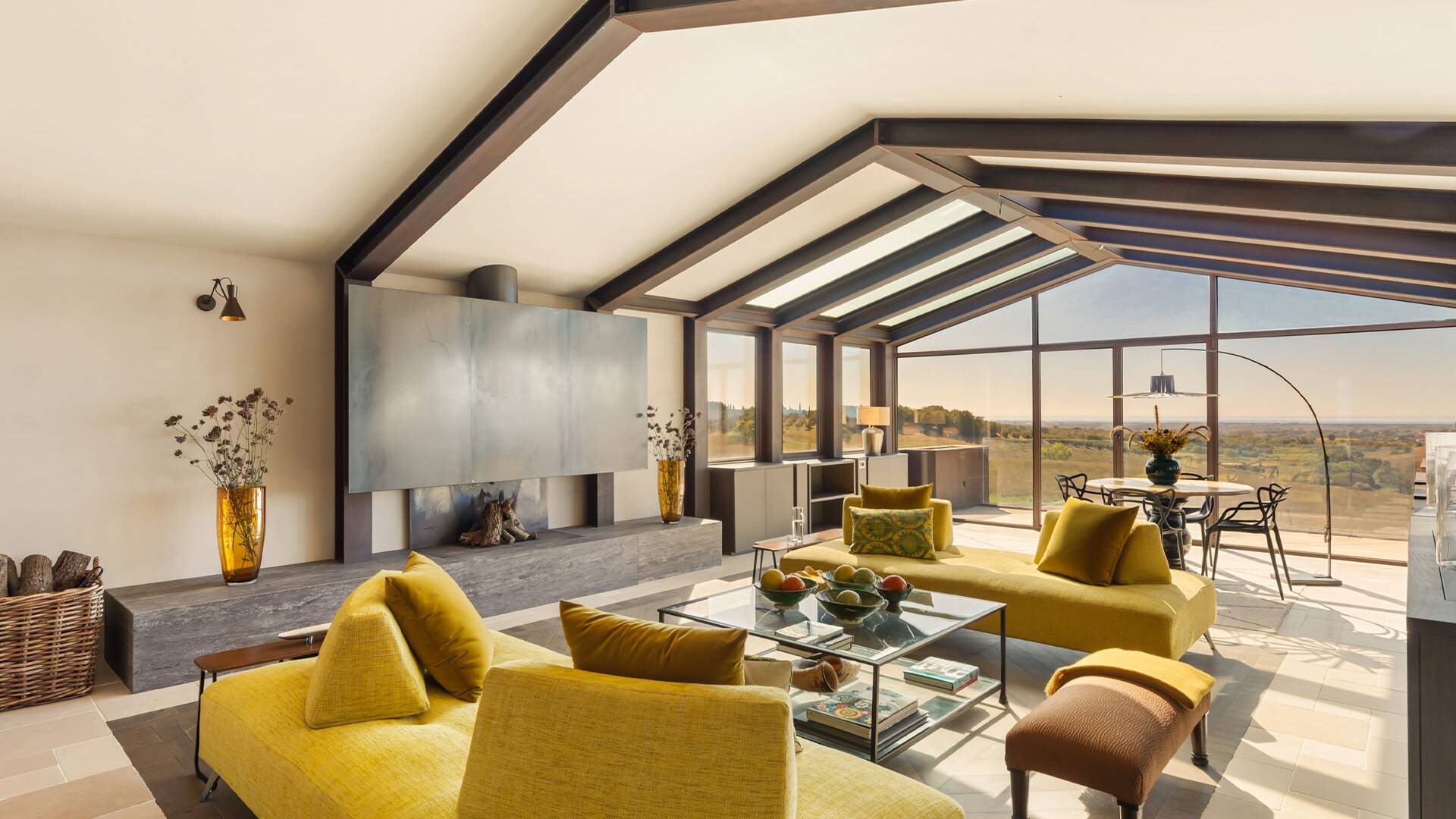 living room with French windows 