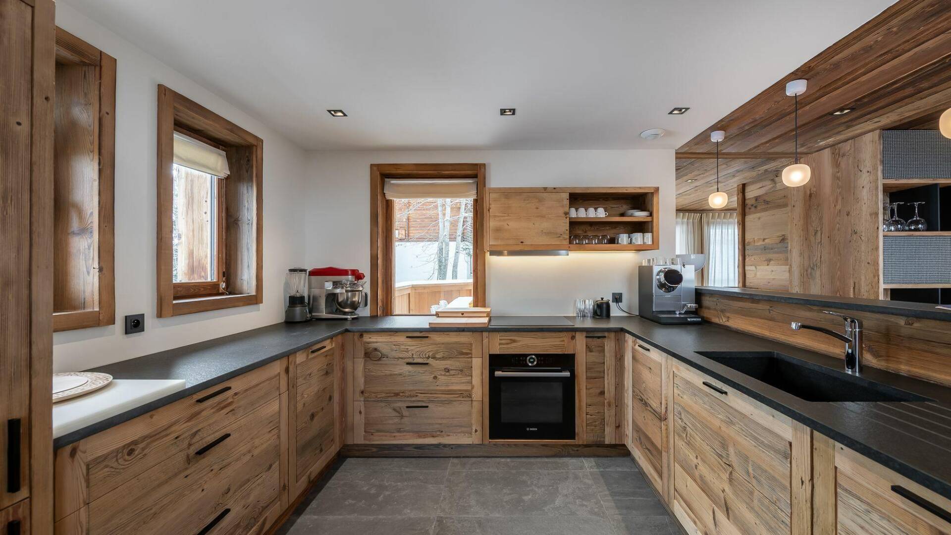 fully equipped kitchen with large storage space