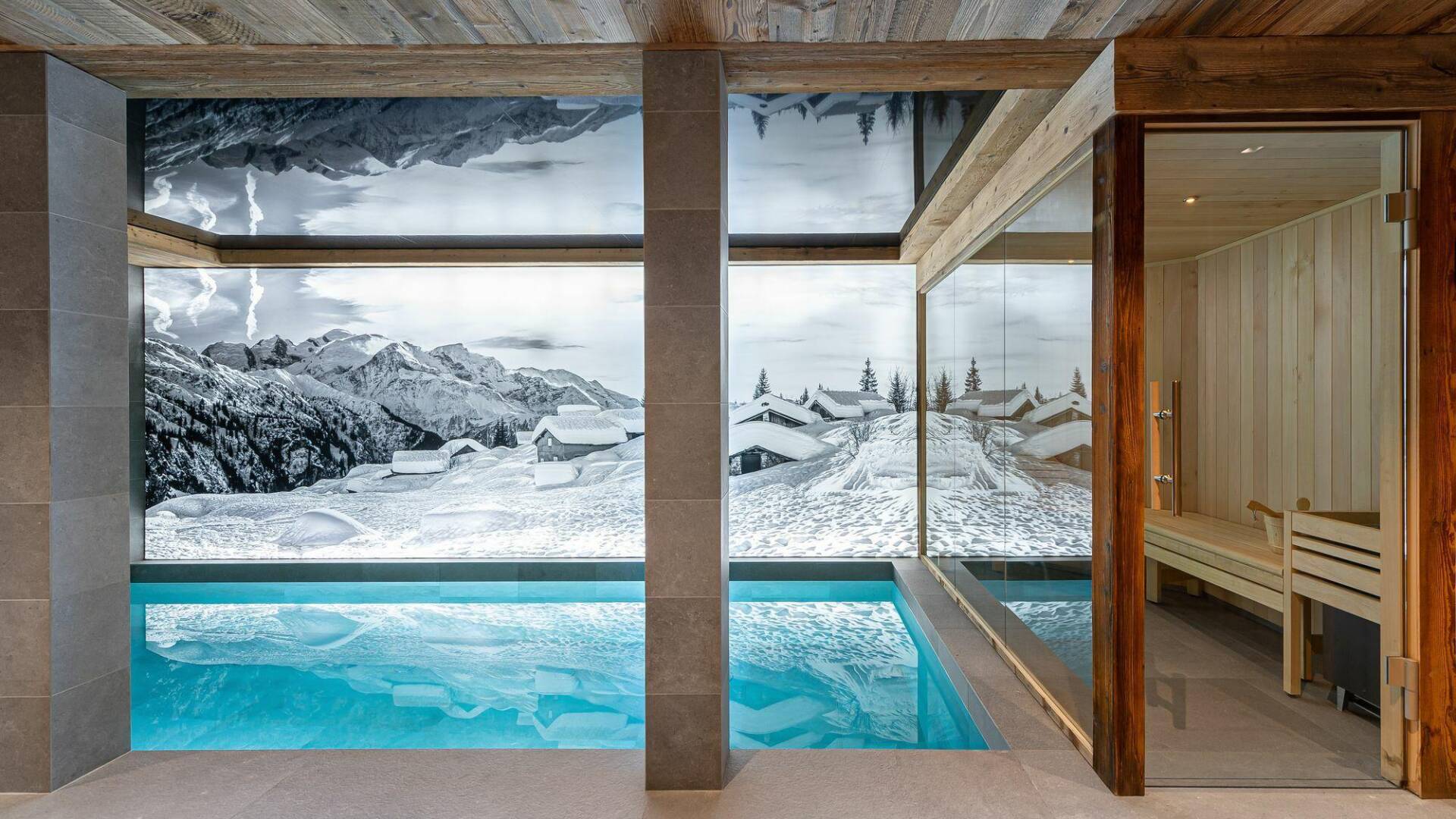sauna and swimming pool in the lounge area