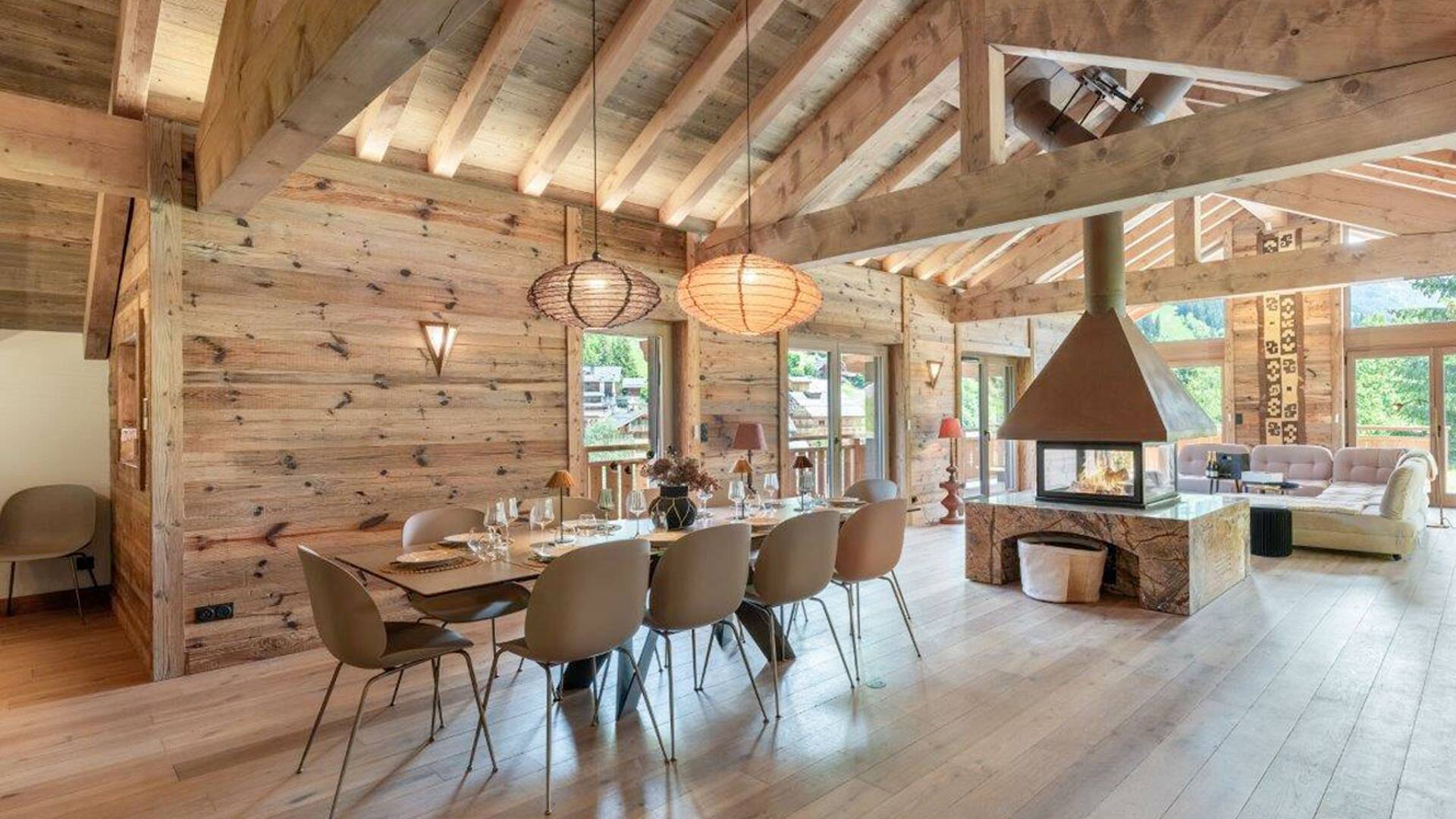 living room and dining table