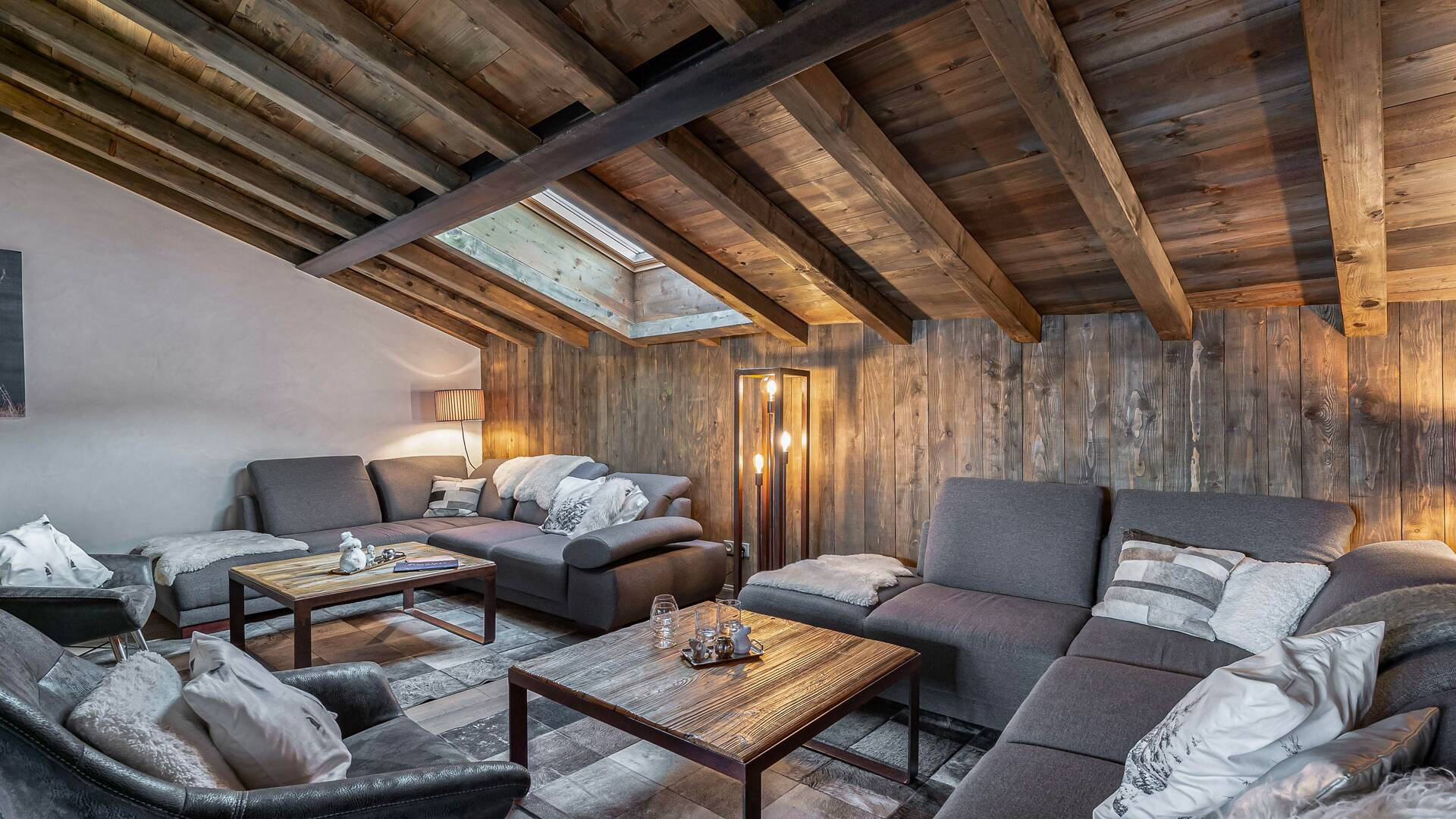 comfortable living room with large sofas