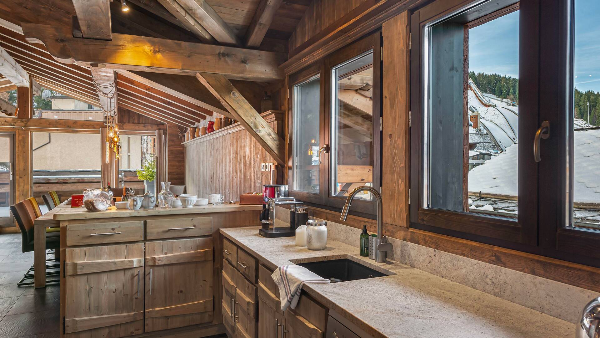 fully equipped kitchen with views