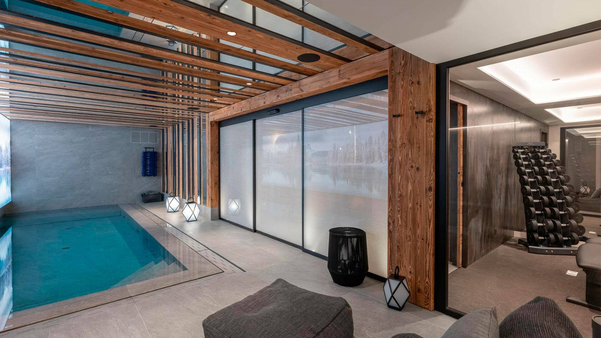 indoor pool and  equipped gym