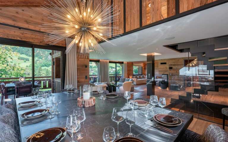 large dining table in the living area