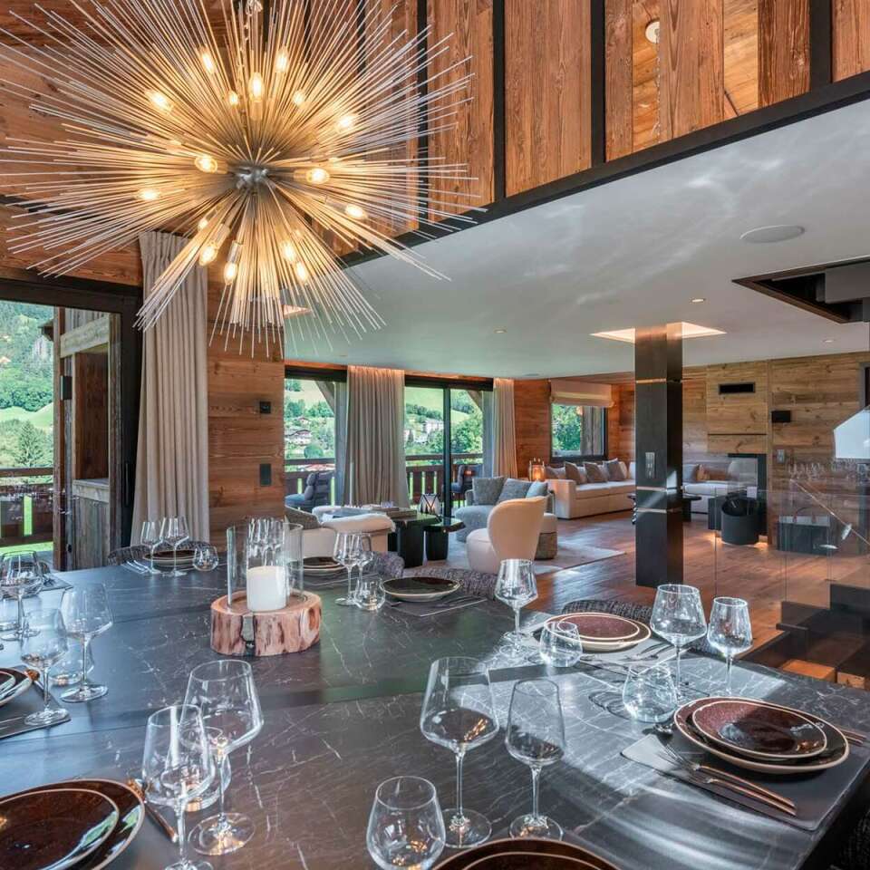 large dining table in the living area