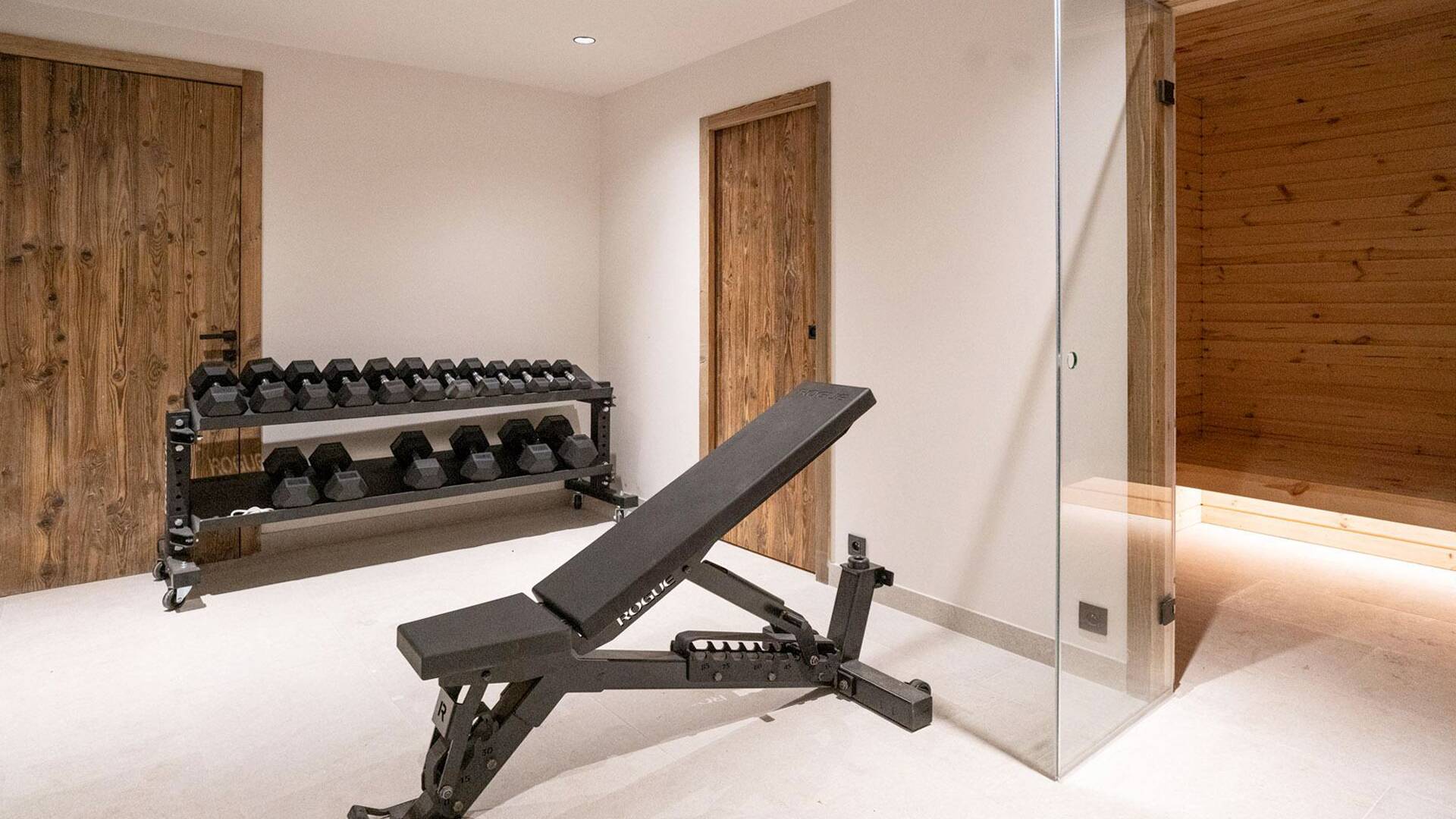 wellness area with sauna and gym