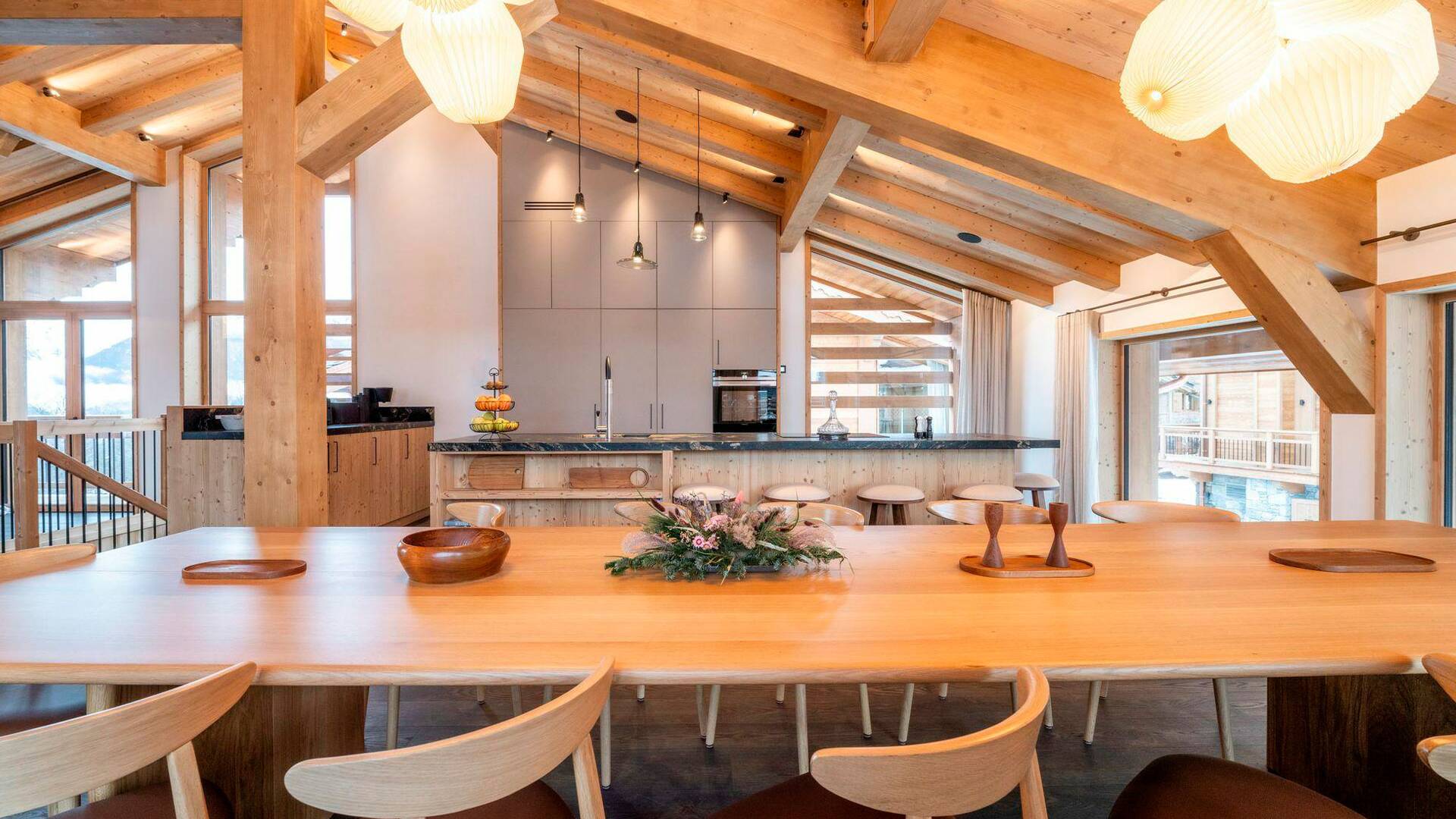 large dining table comfortably seating all guests