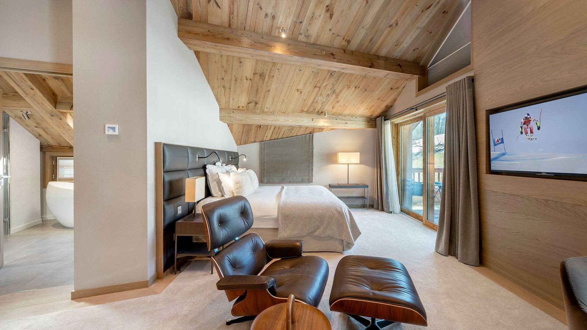 double bedroom with balcony and en suite bathroom