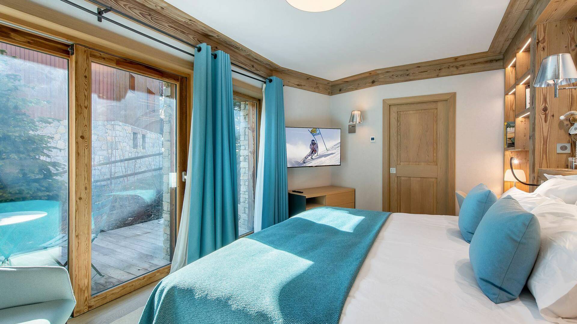 luxury double bedroom with full length window
