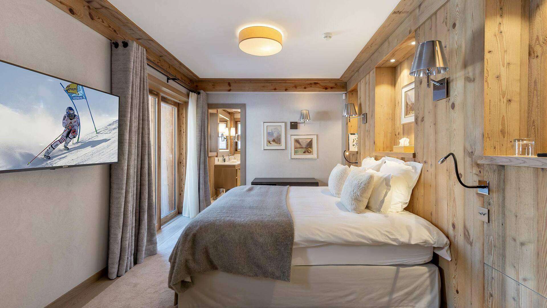 luxury double bedroom with full length window