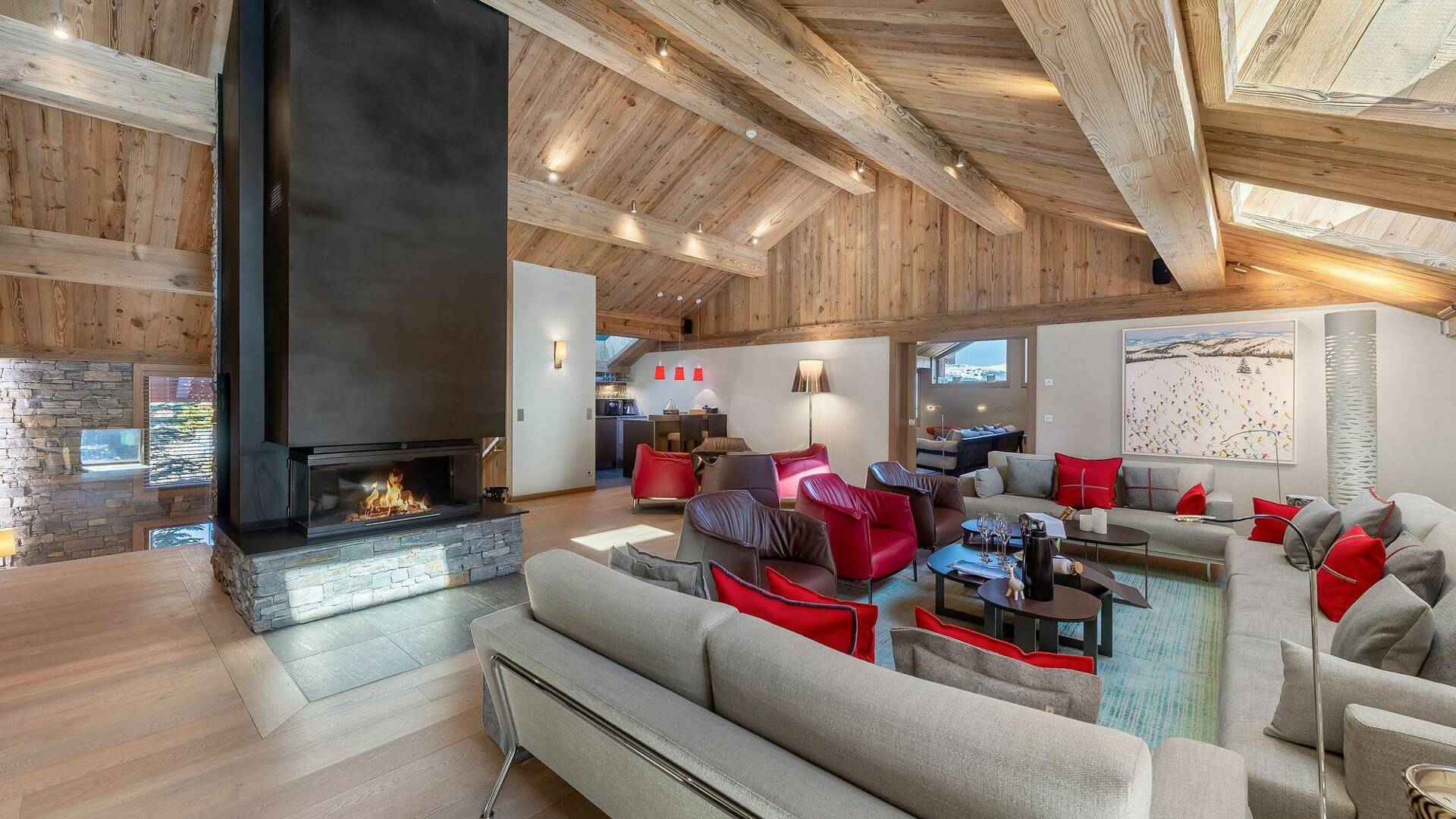 premium living room with sofa and fireplace