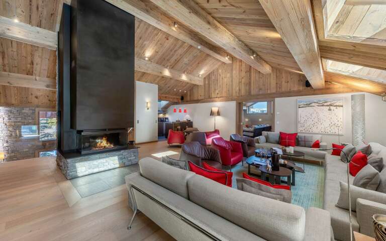 premium living room with sofa and fireplace