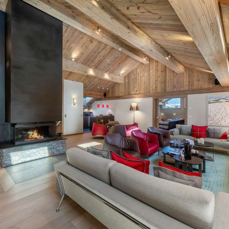 premium living room with sofa and fireplace