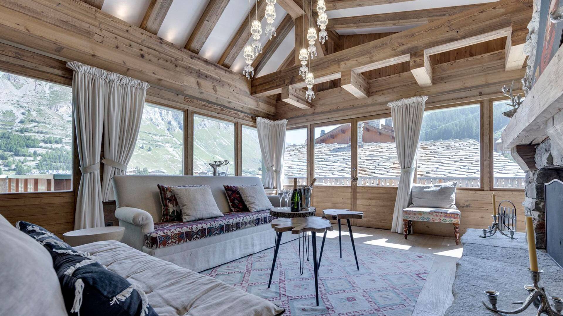 large and bright living room with comfortable sofas
