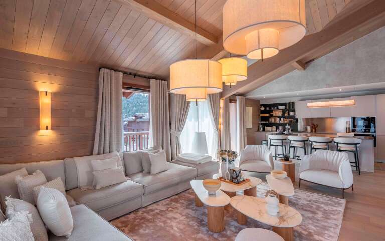 comfortable and large living room with open space kitchen