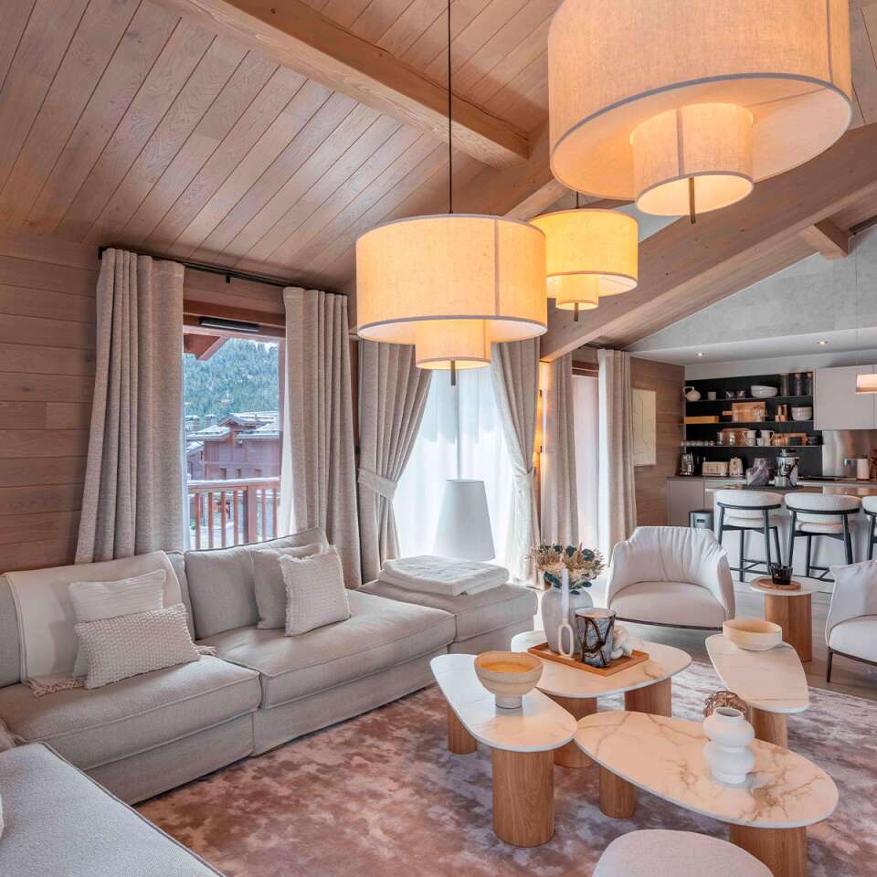 comfortable and large living room with open space kitchen