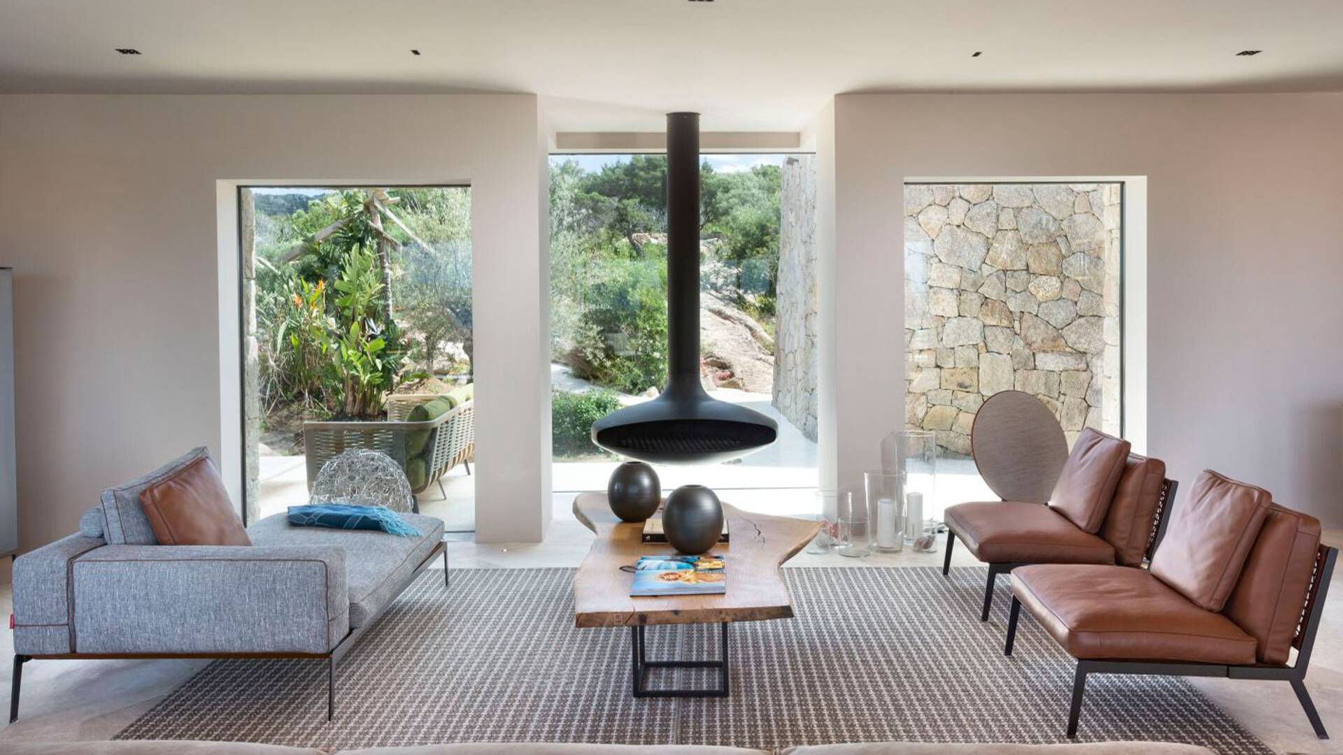comfortable living room with fireplace