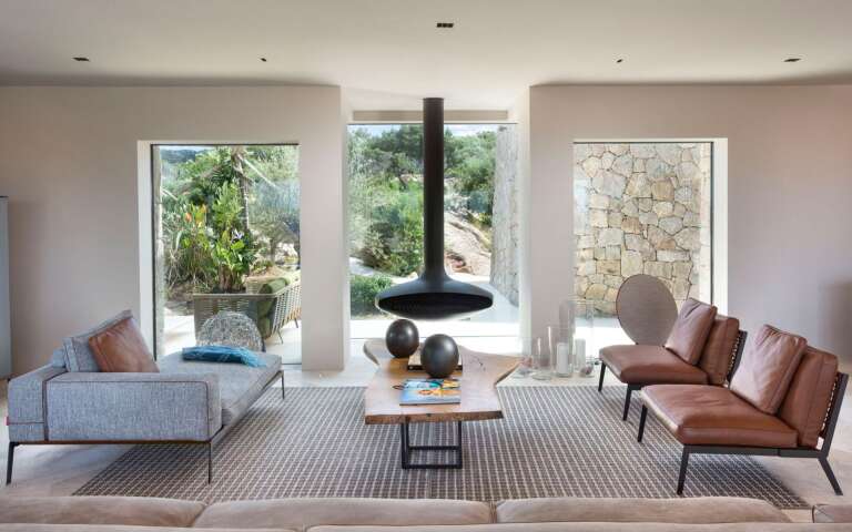 comfortable living room with fireplace