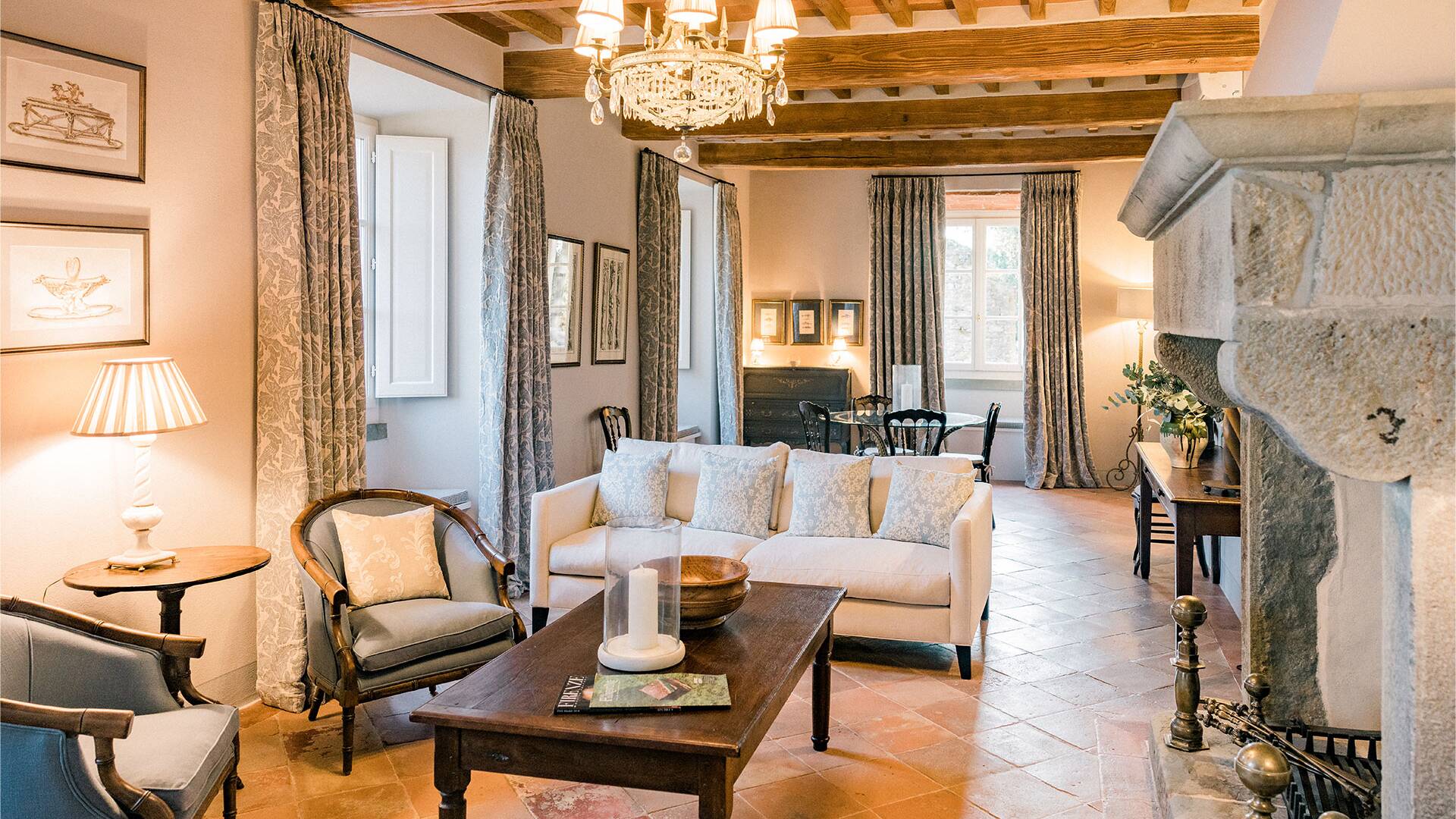 comfortable living area with fireplace
