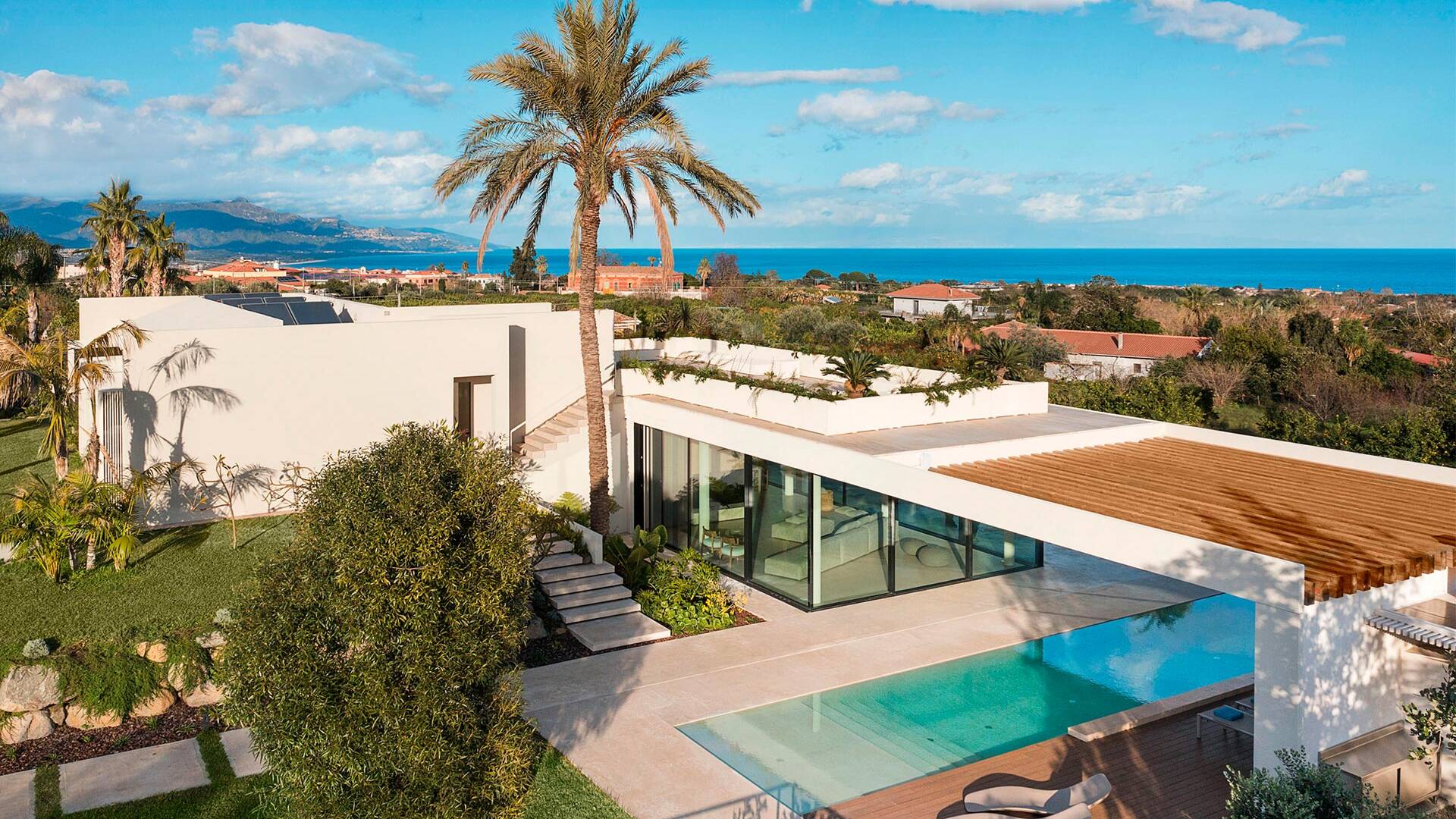 aerial view, luxury villa Erba, Sicily