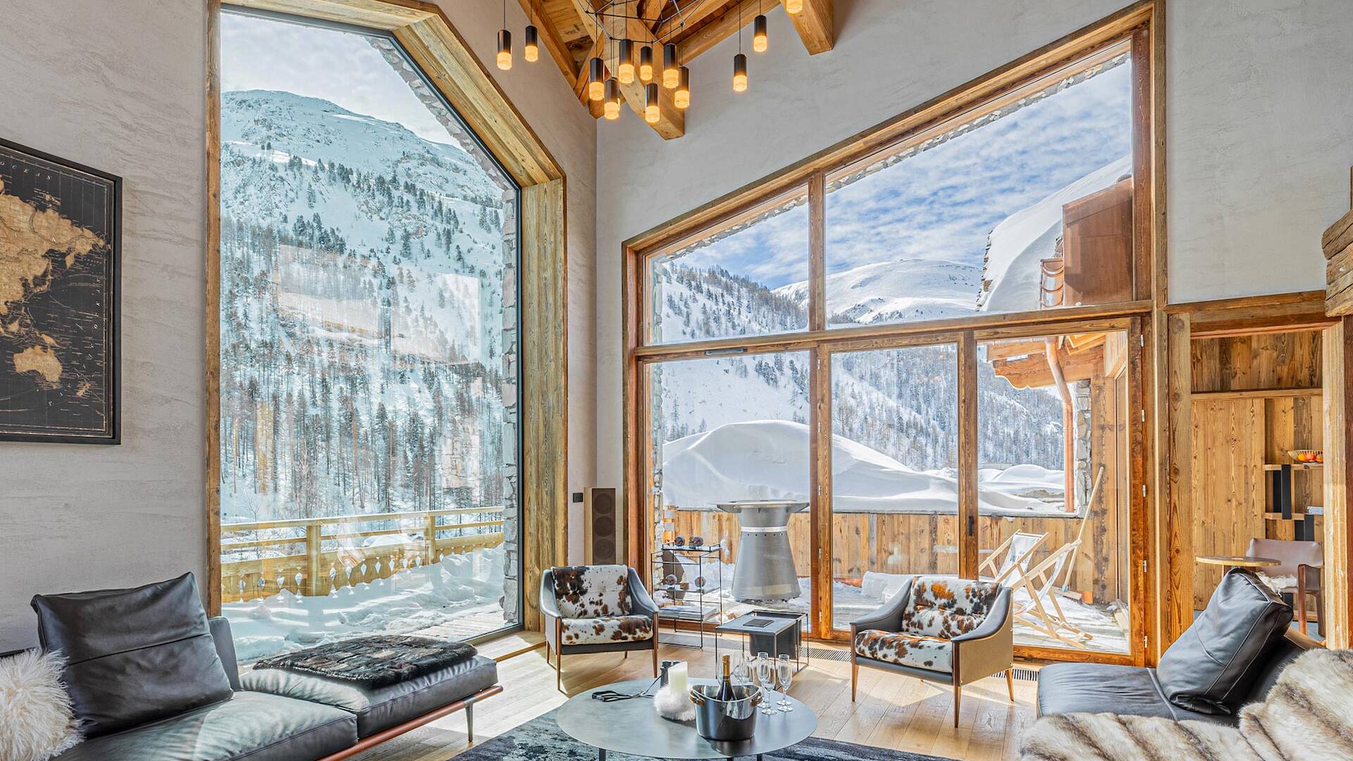 living room with mountain view