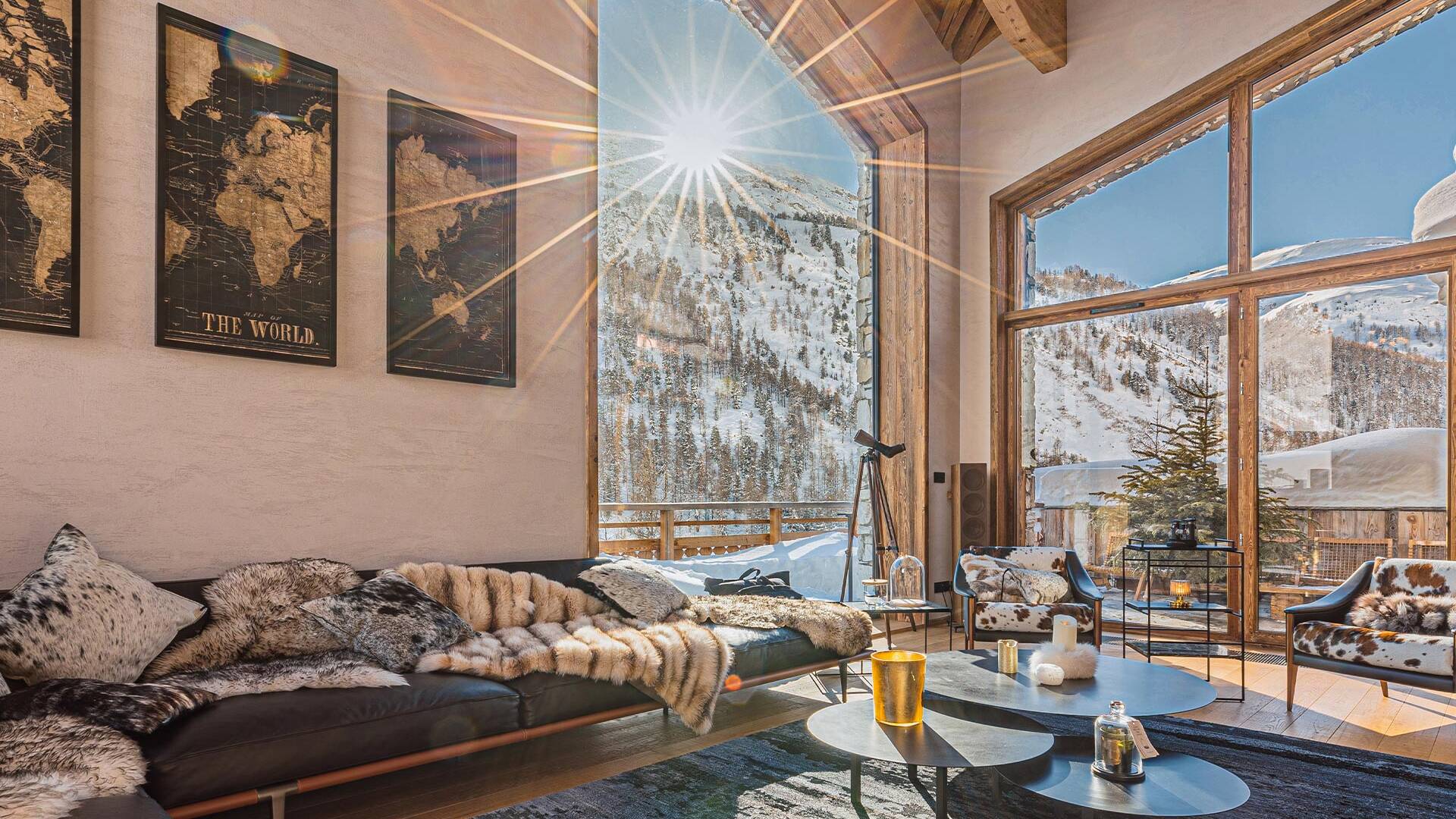 living room with mountain view