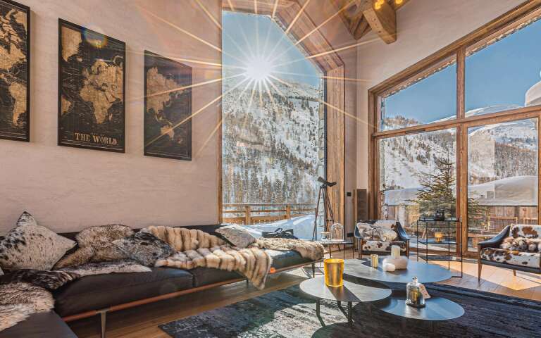 living room with mountain view