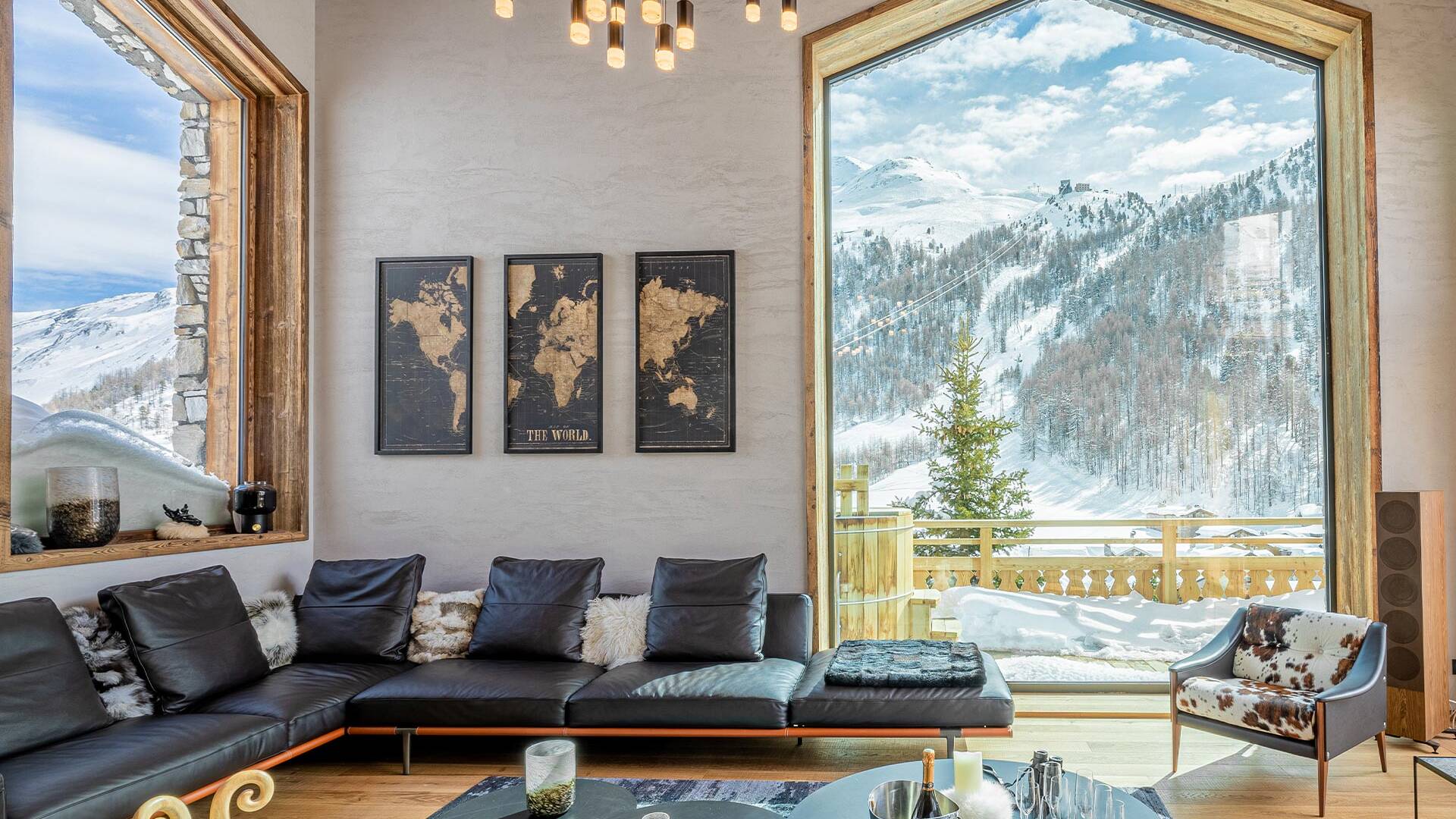 living room with mountain view