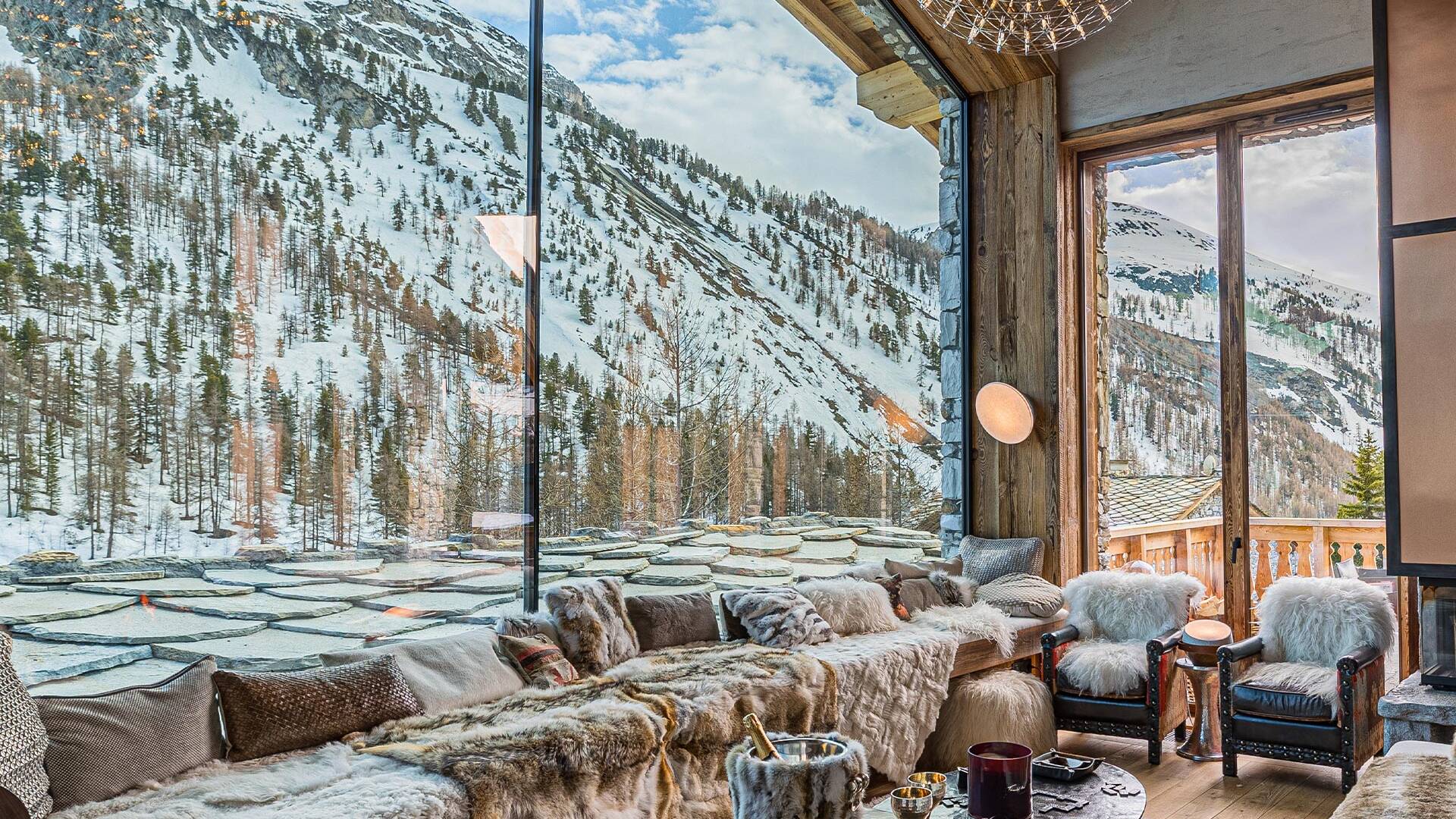 living room with mountain view