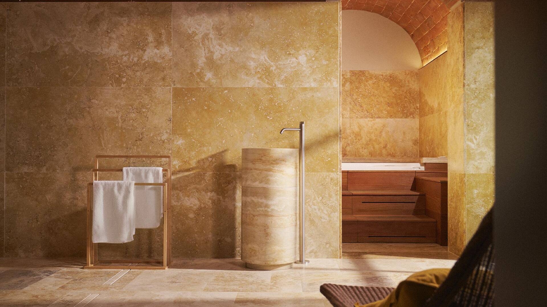 dedicated spa area with tuscan marble details