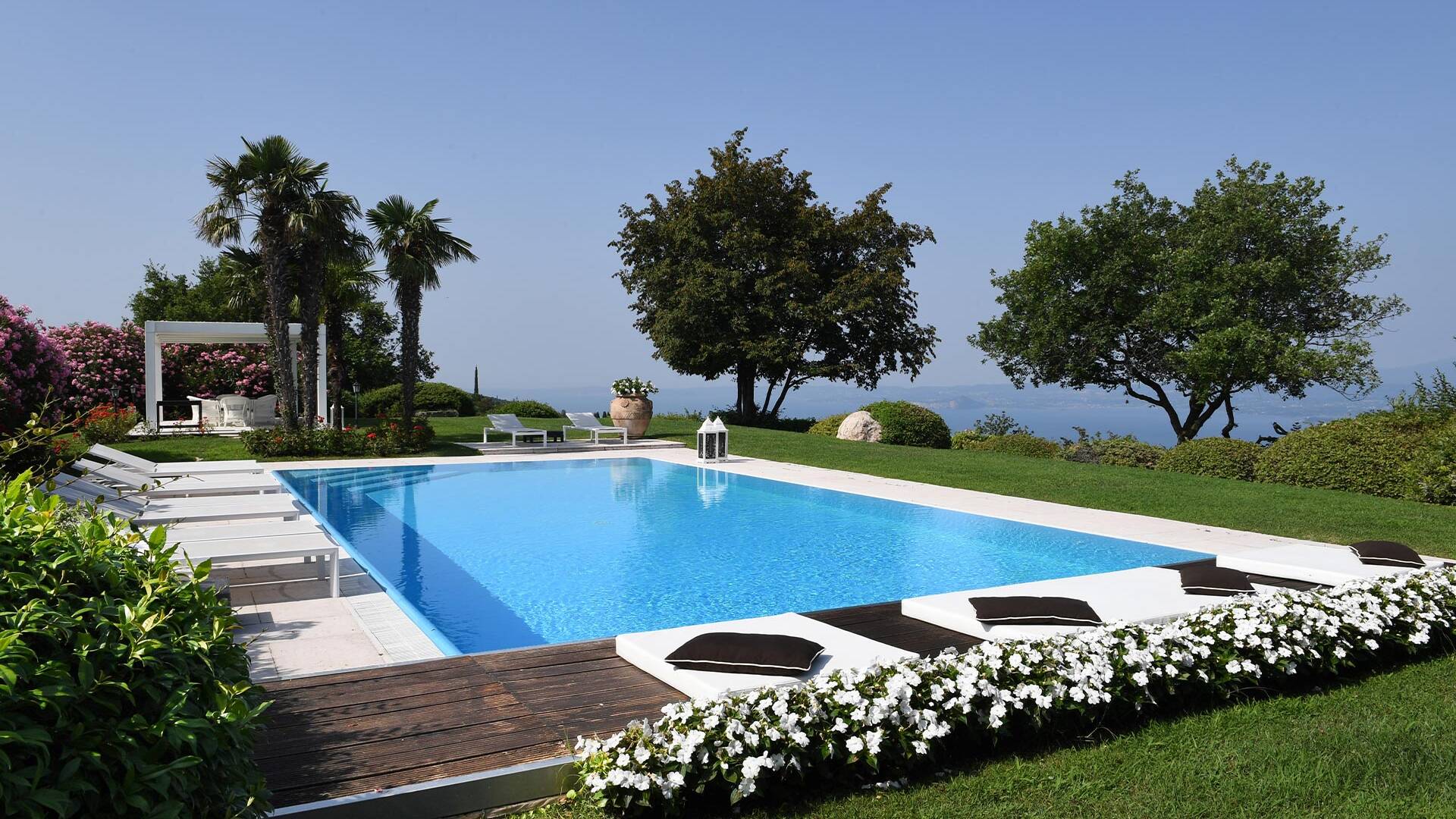 pool garden with stunning view