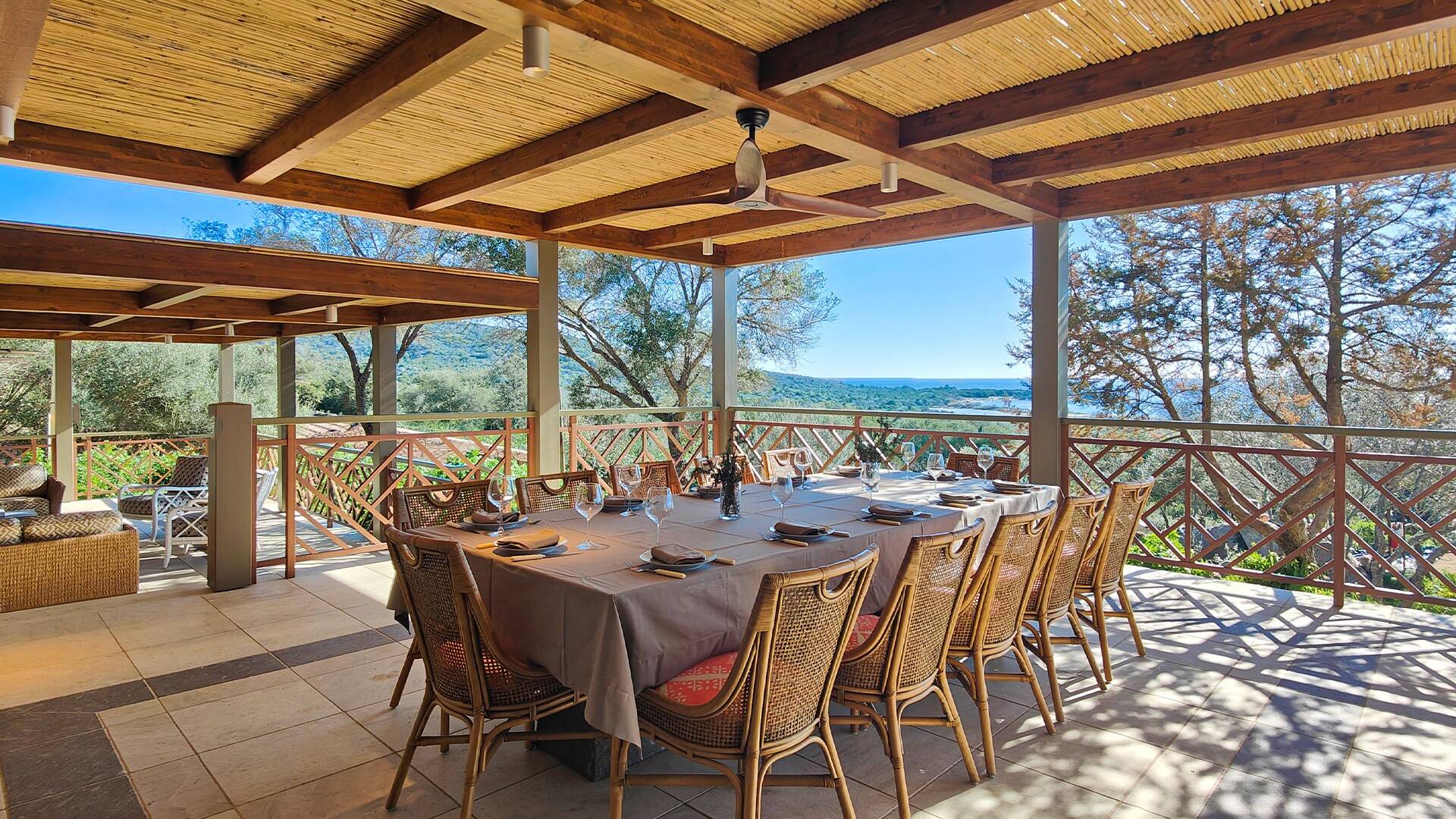 covered terrace with dining table for al fresco dining
